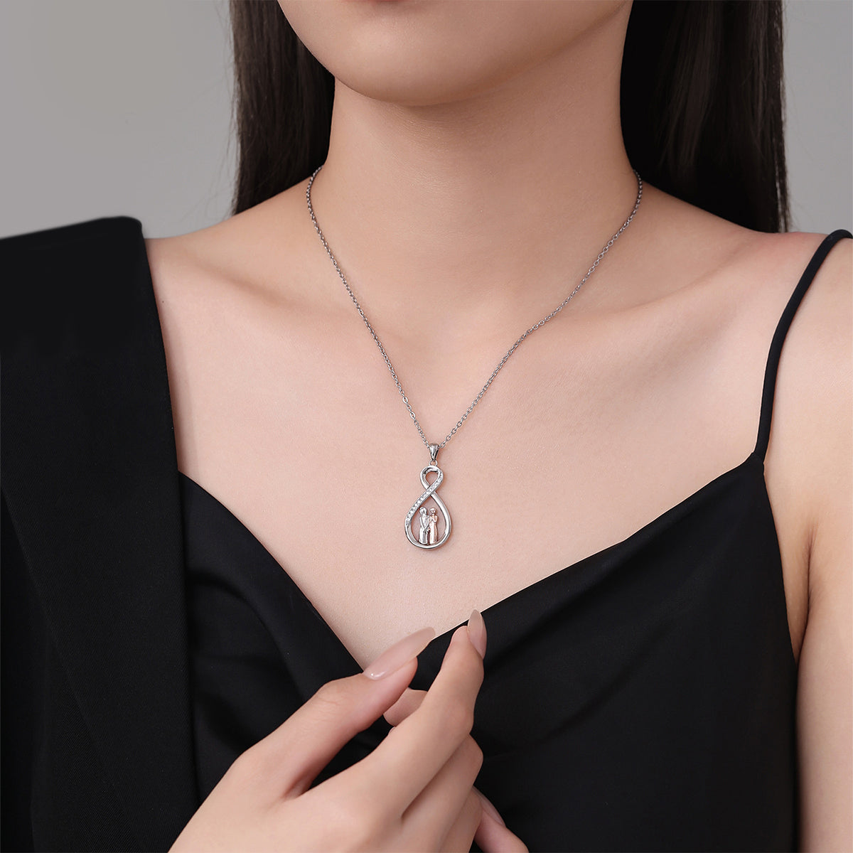 Copper With Silver/Rosegold Plated Infinity Pendant Necklace