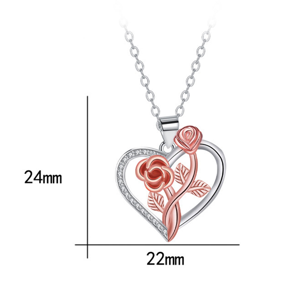 Copper With Silver/Rosegold Plated Heart Pendant Necklace