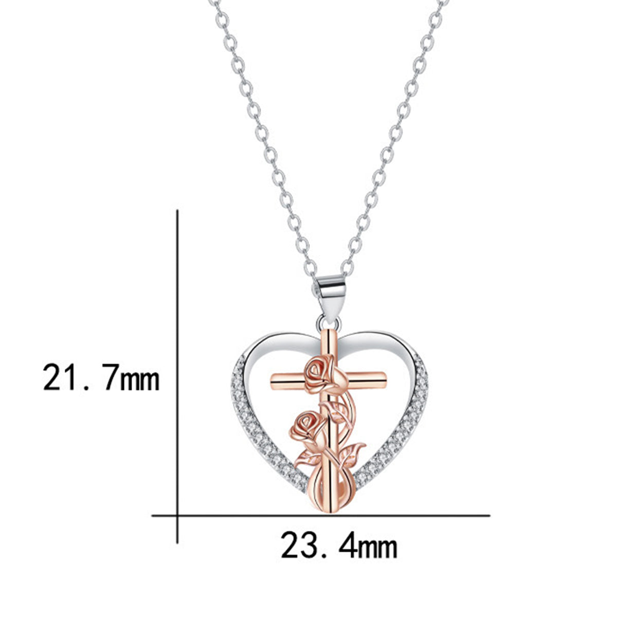 Copper With Silver/Rosegold Plated Heart Pendant Necklace