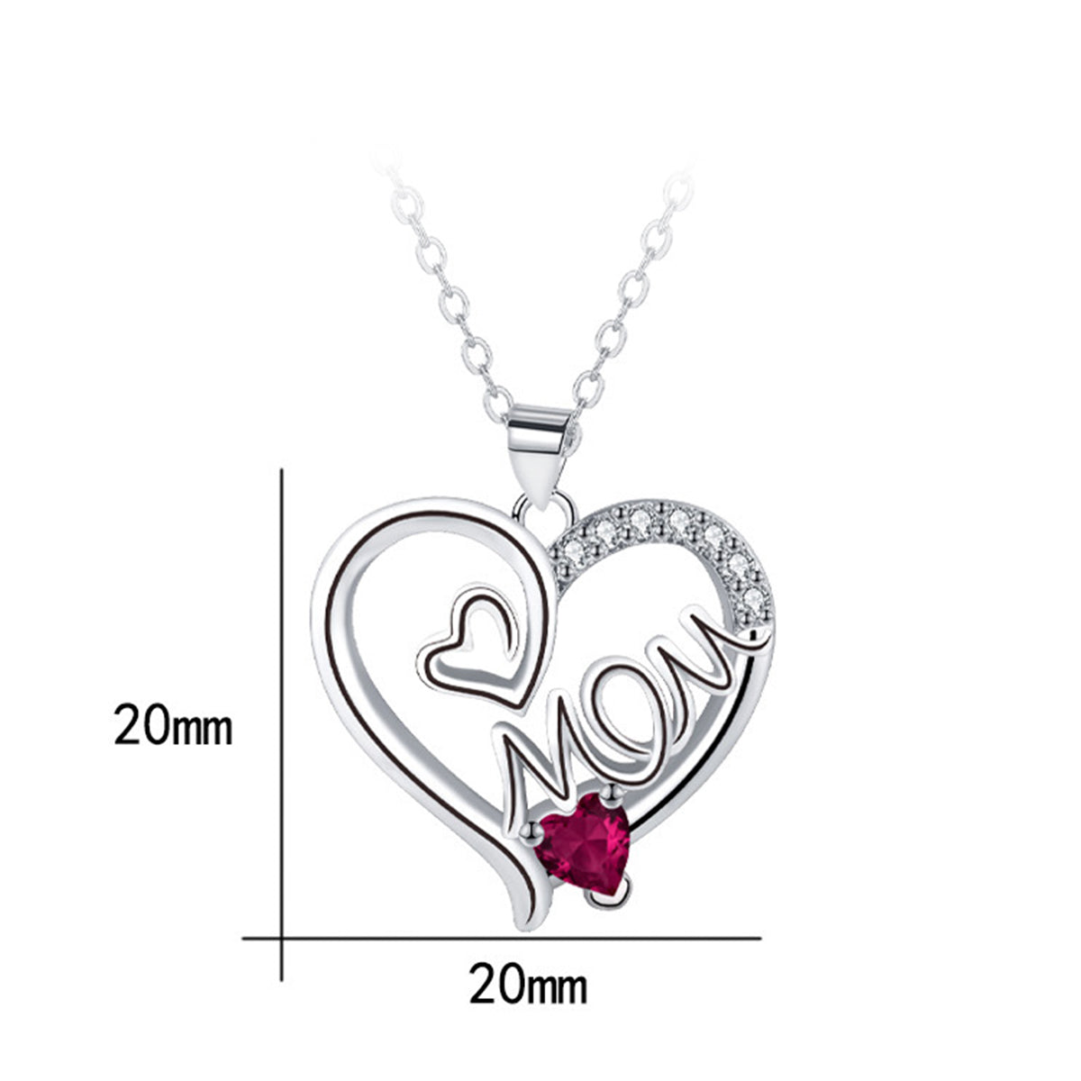 Copper With Silver Plated Mom Heart Pendant Necklace