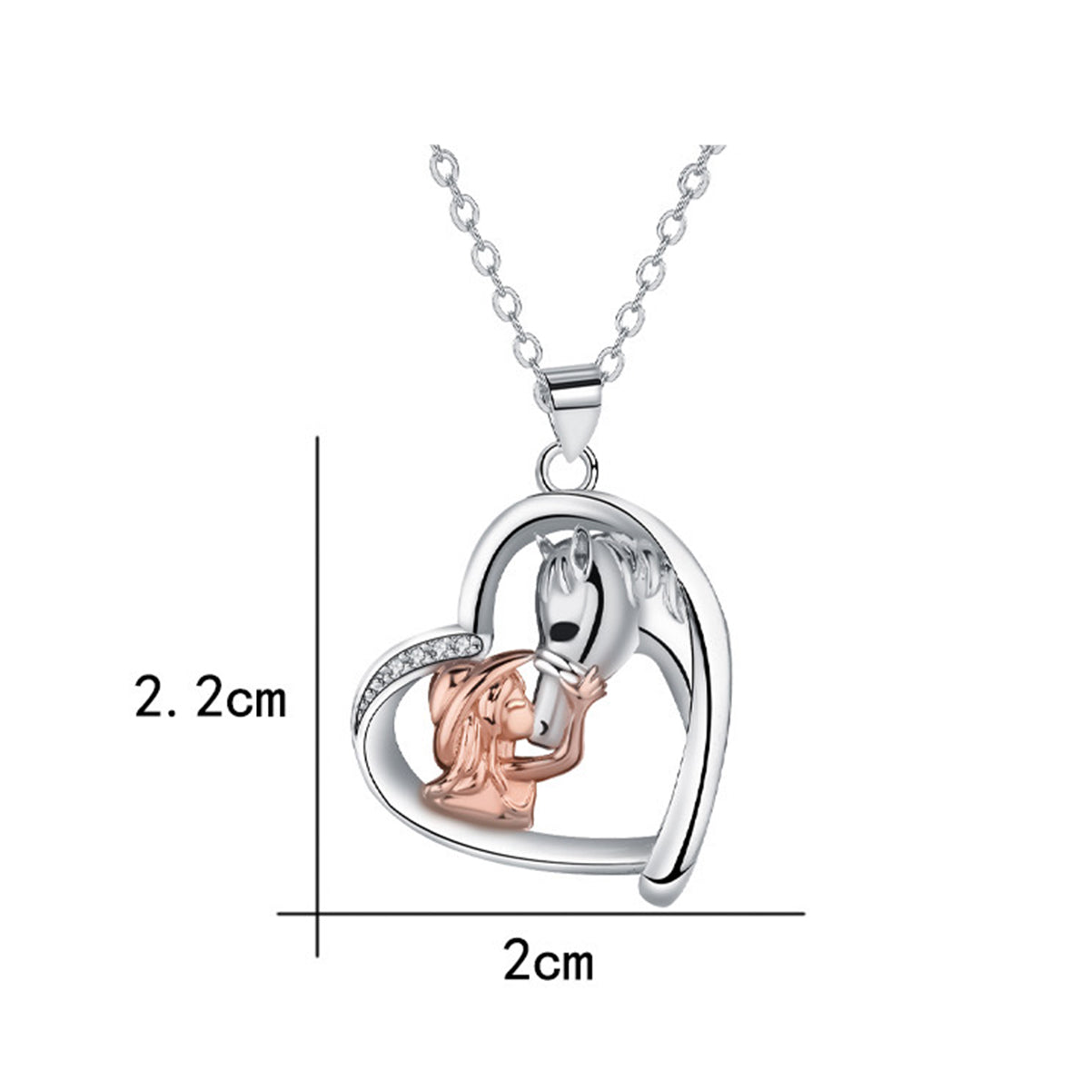 Copper With Silver/Rosegold Plated Heart Pendant Necklace for Women
