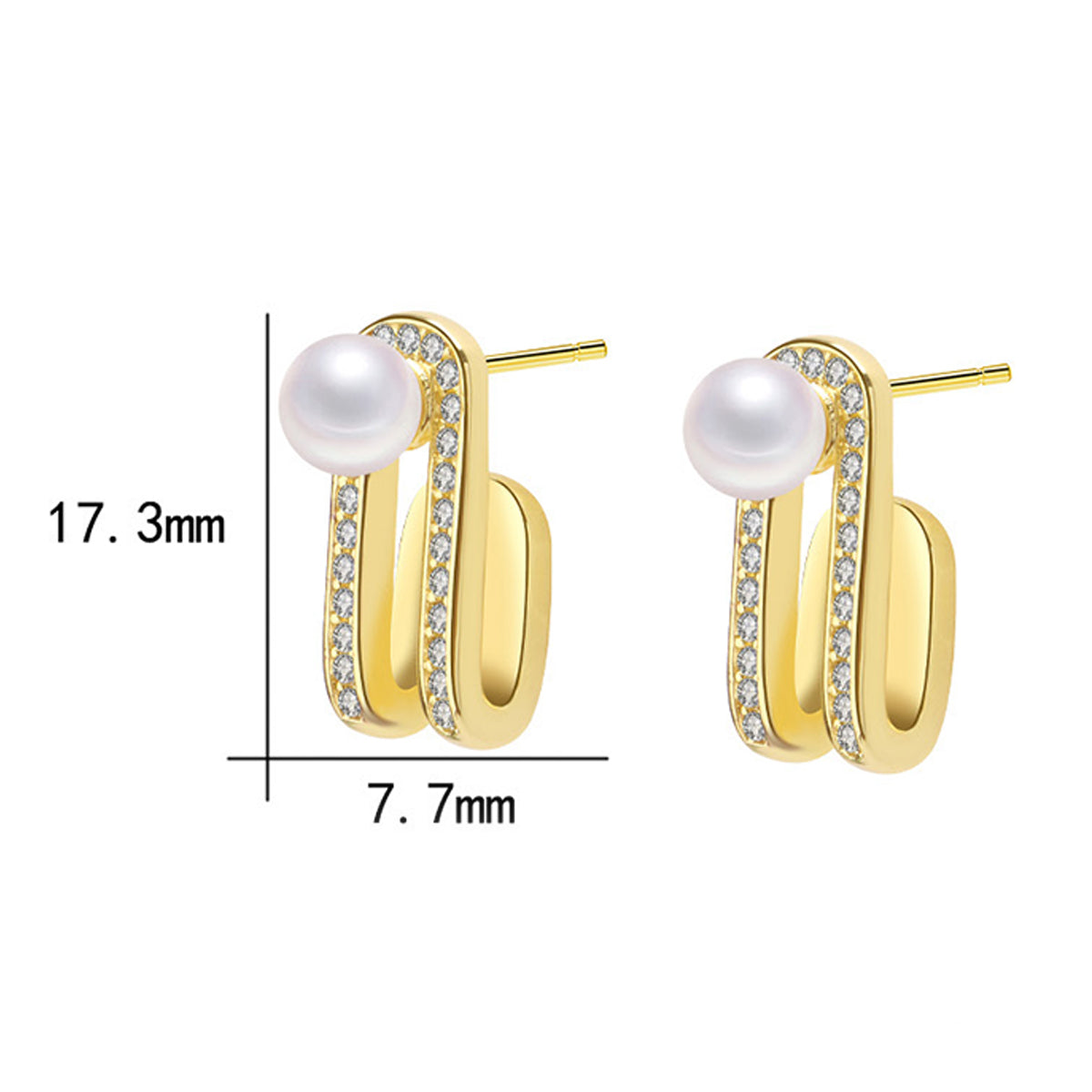 Copper With Gold Plated Fashion Jewelry Pearl Earrings