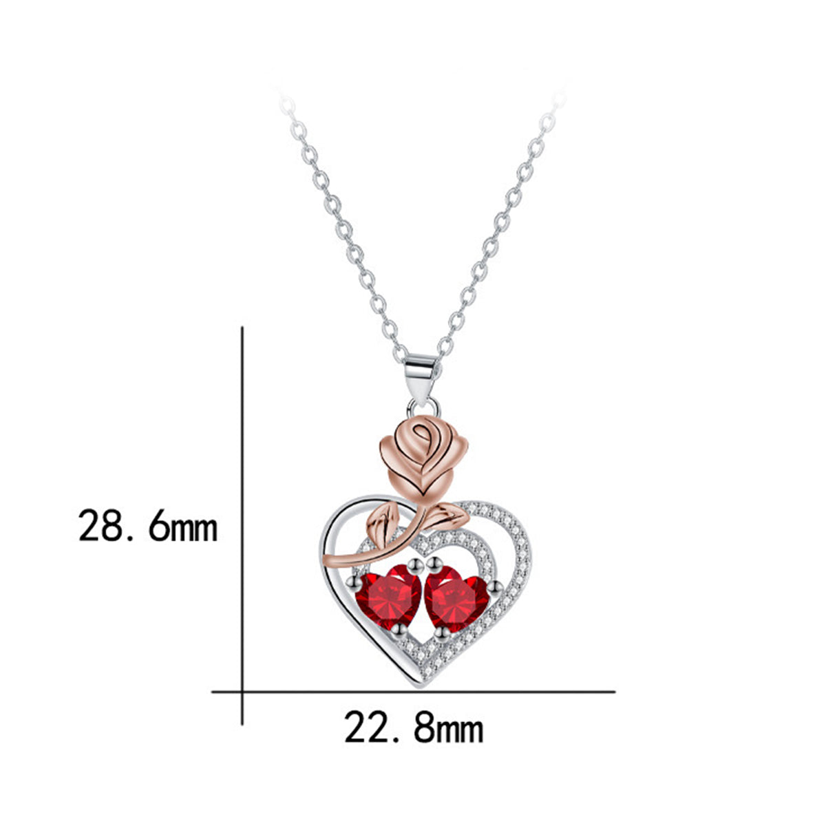 Copper With Silver/Rosegold Plated Heart Pendant Necklace