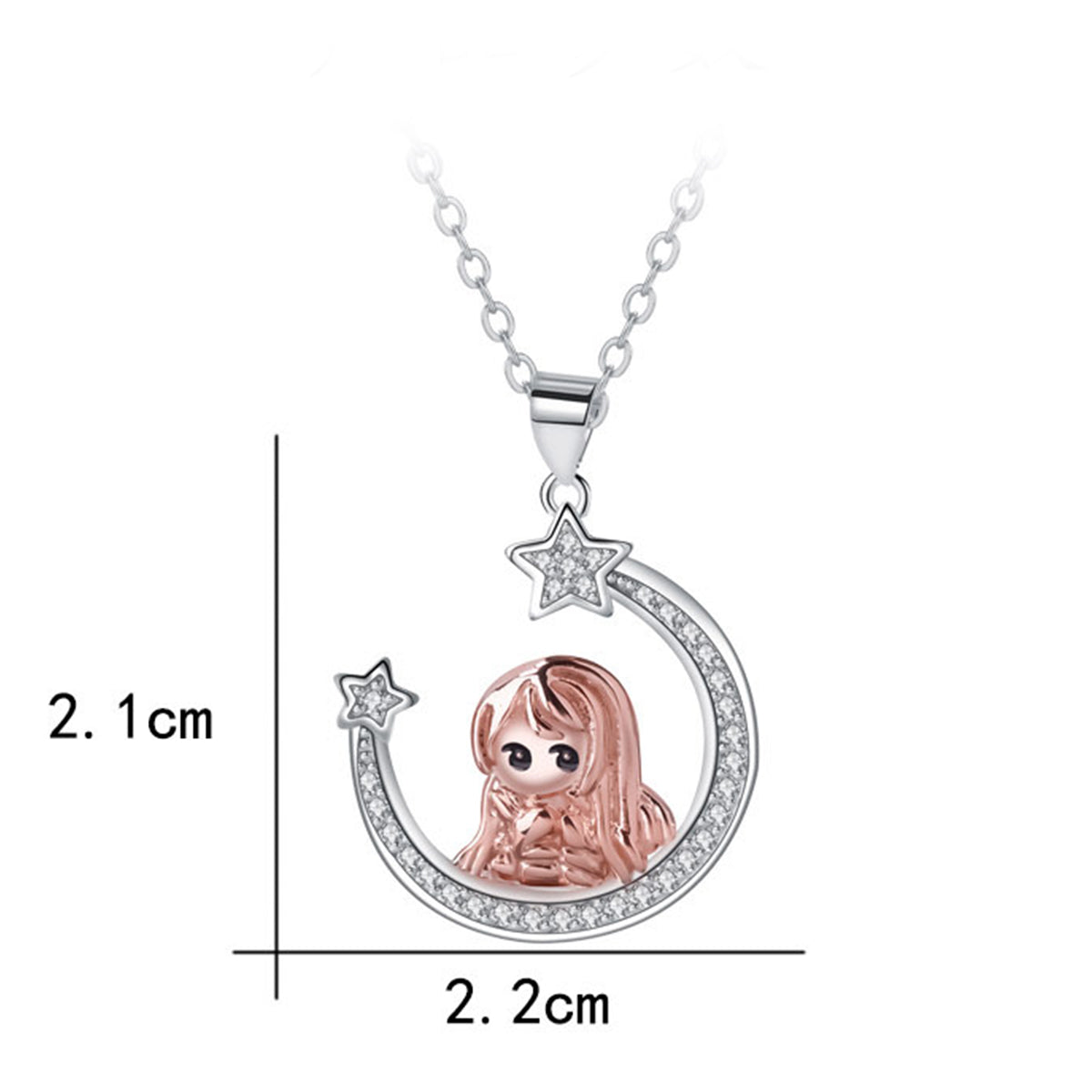 Copper With Silver/Rosegold Plated Girl Star Pendant Necklace