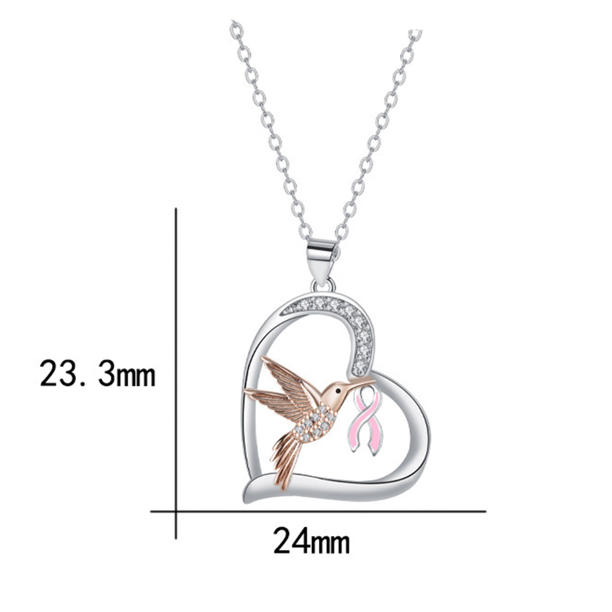 Copper With Silver/Rosegold Plated Heart Pendant Necklace