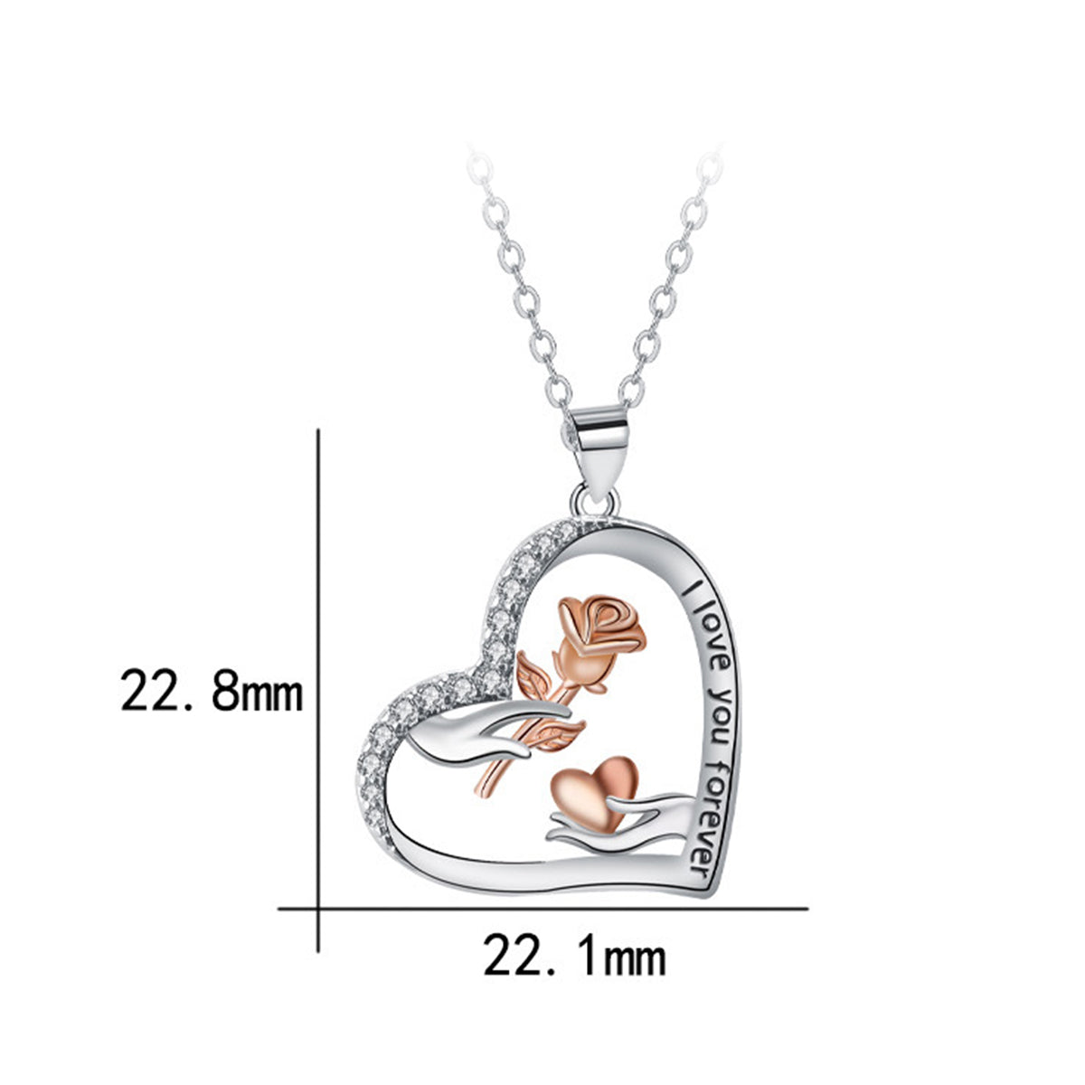 Copper With Silver/Rosegold Plated Heart Pendant Necklace