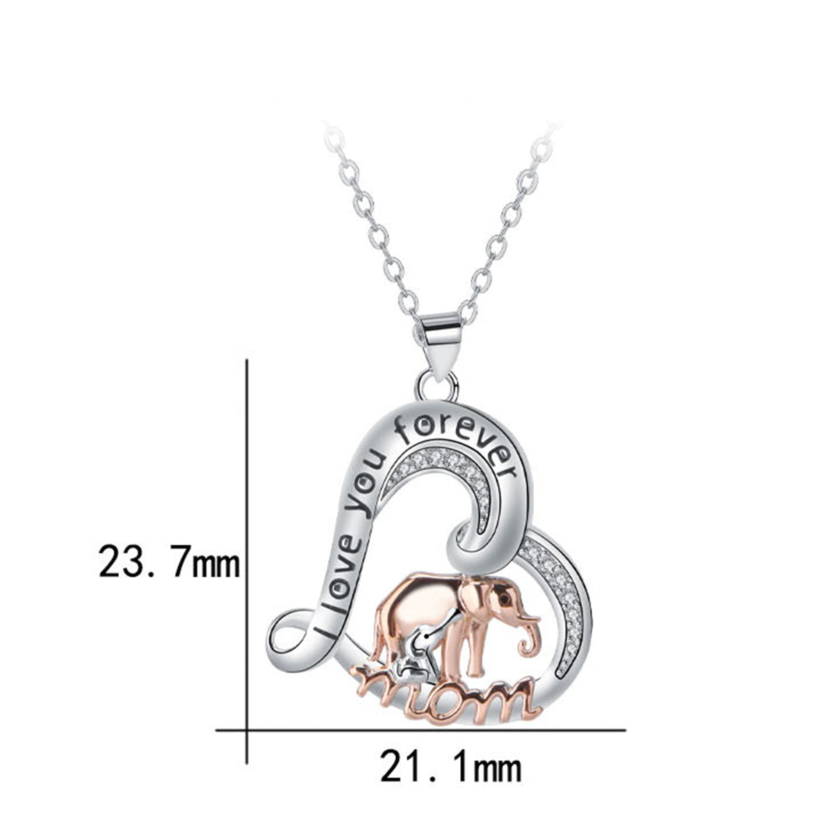 Copper With Silver/Rosegold Plated Heart Pendant Necklace