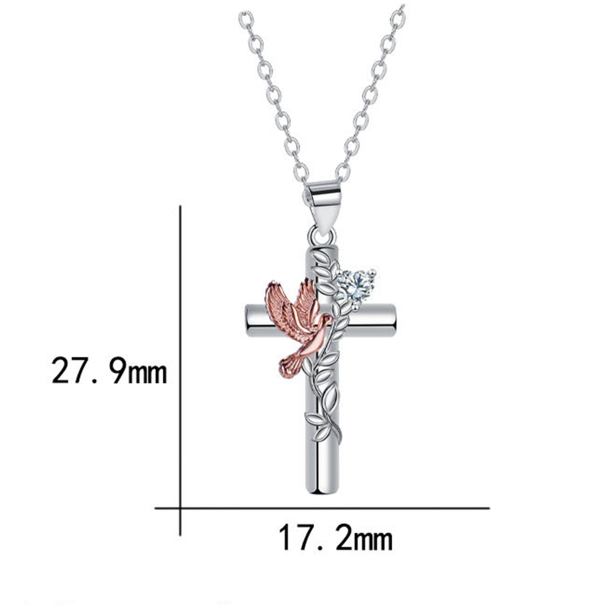 Copper With Silver/Rosegold Plated Cross Pendant Necklace