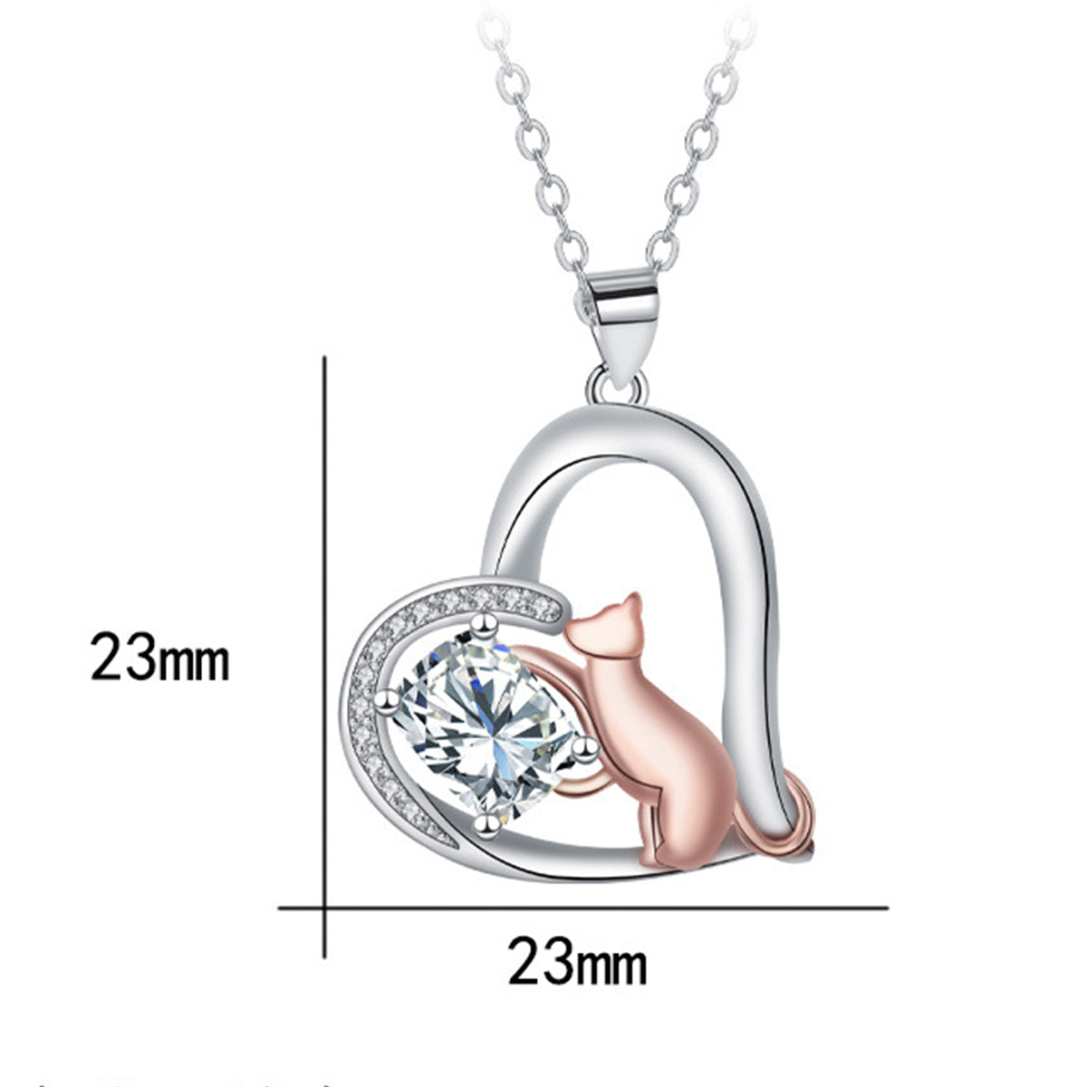 Copper With Silver/Rosegold Plated Heart Pendant Necklace