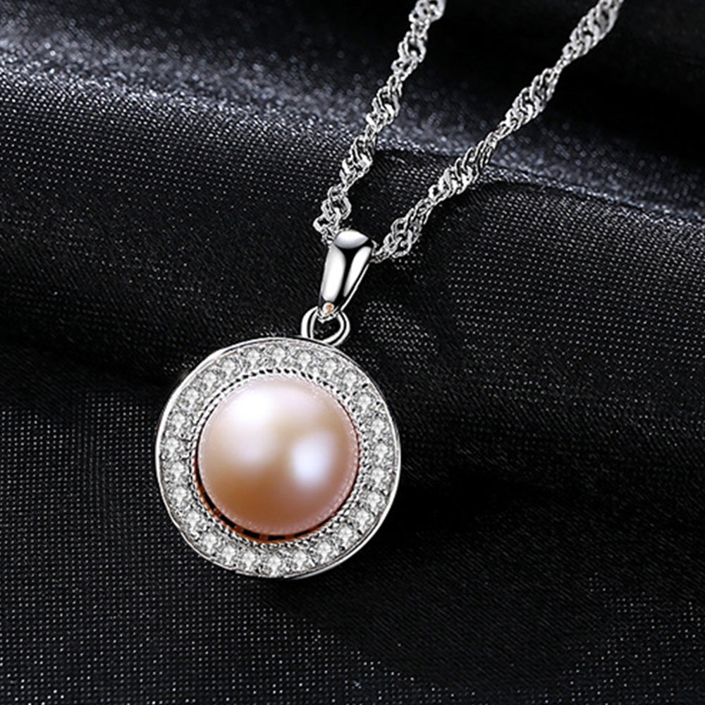 925 Sterling Silver Natural Pearl Drop Necklace Fashion Jewelry Gift for Women Girls