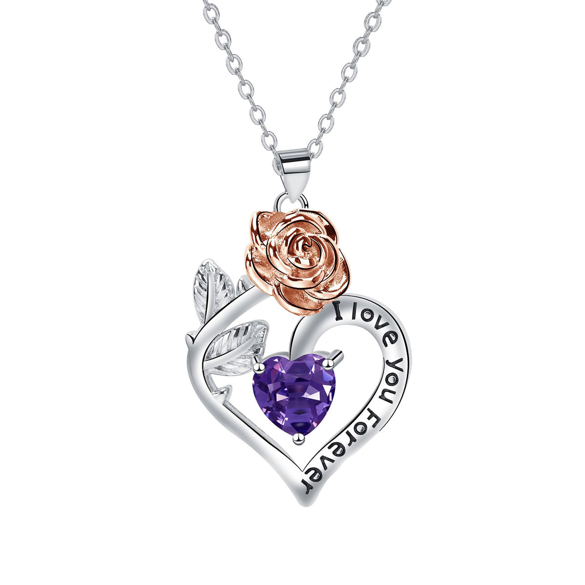 Copper With Silver/Rosegold Plated Heart Pendant Necklace