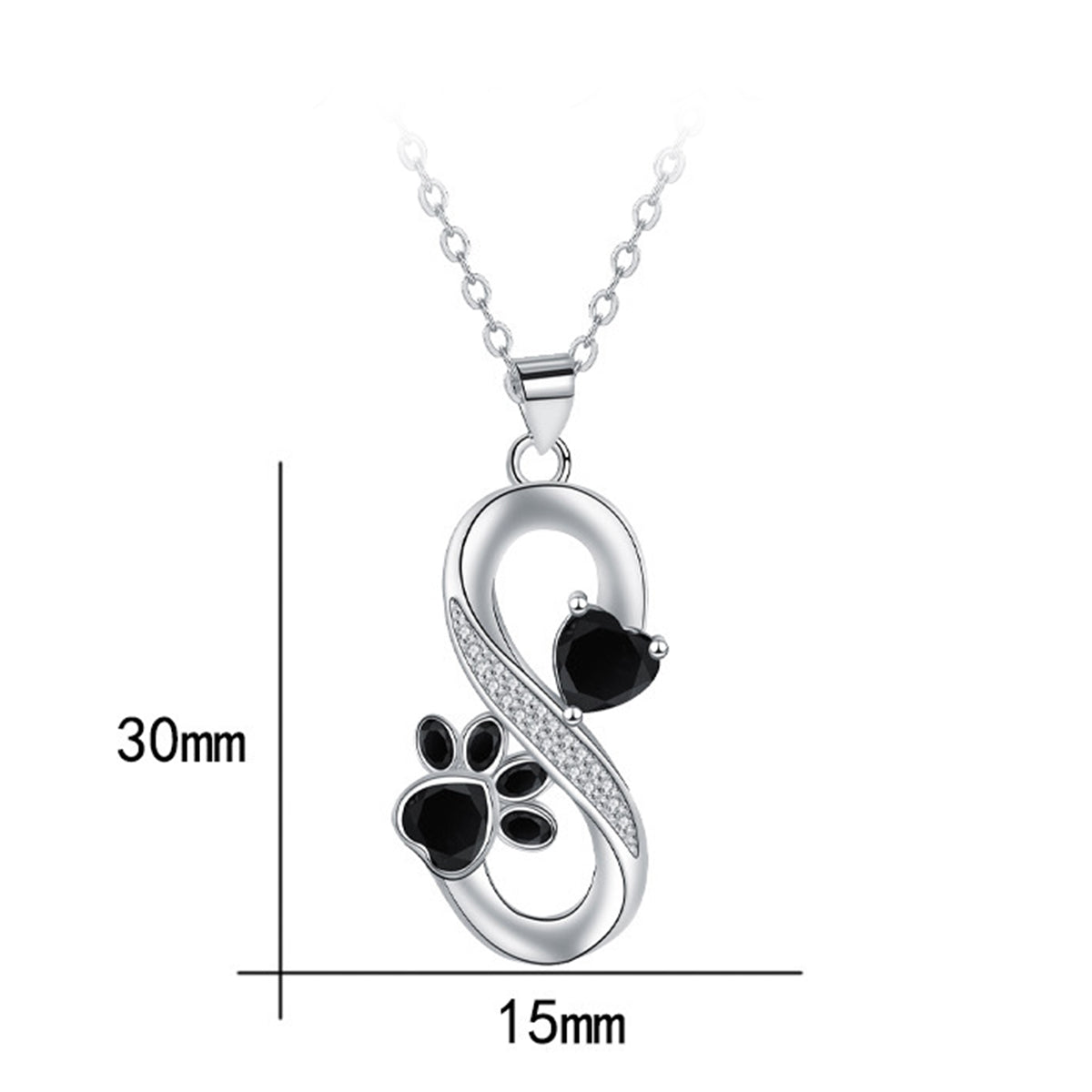 Copper With Silver Plated Infinity Paw and Heart Pendant Necklace