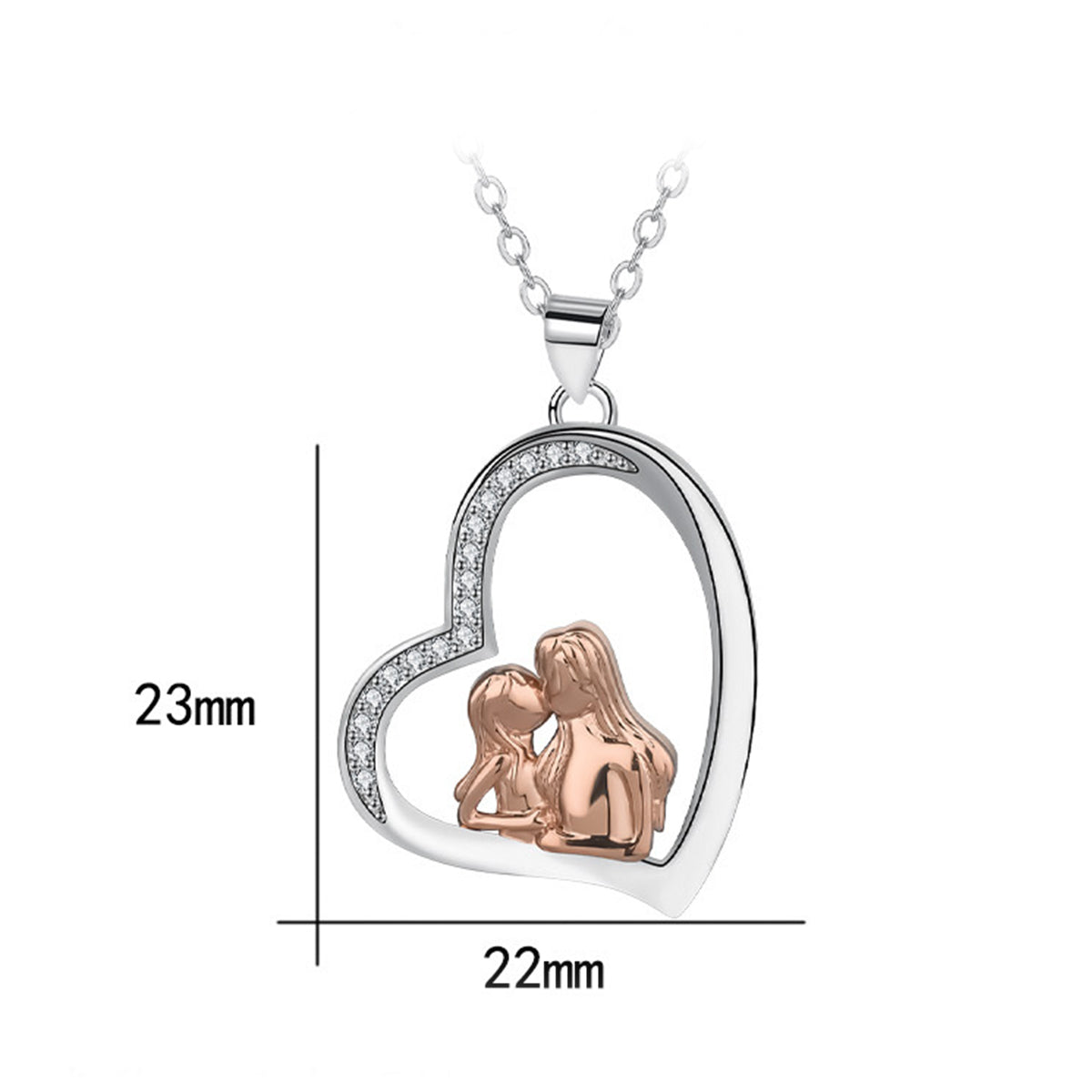 Copper With Silver/Rosegold Plated Heart Pendant Necklace for Women