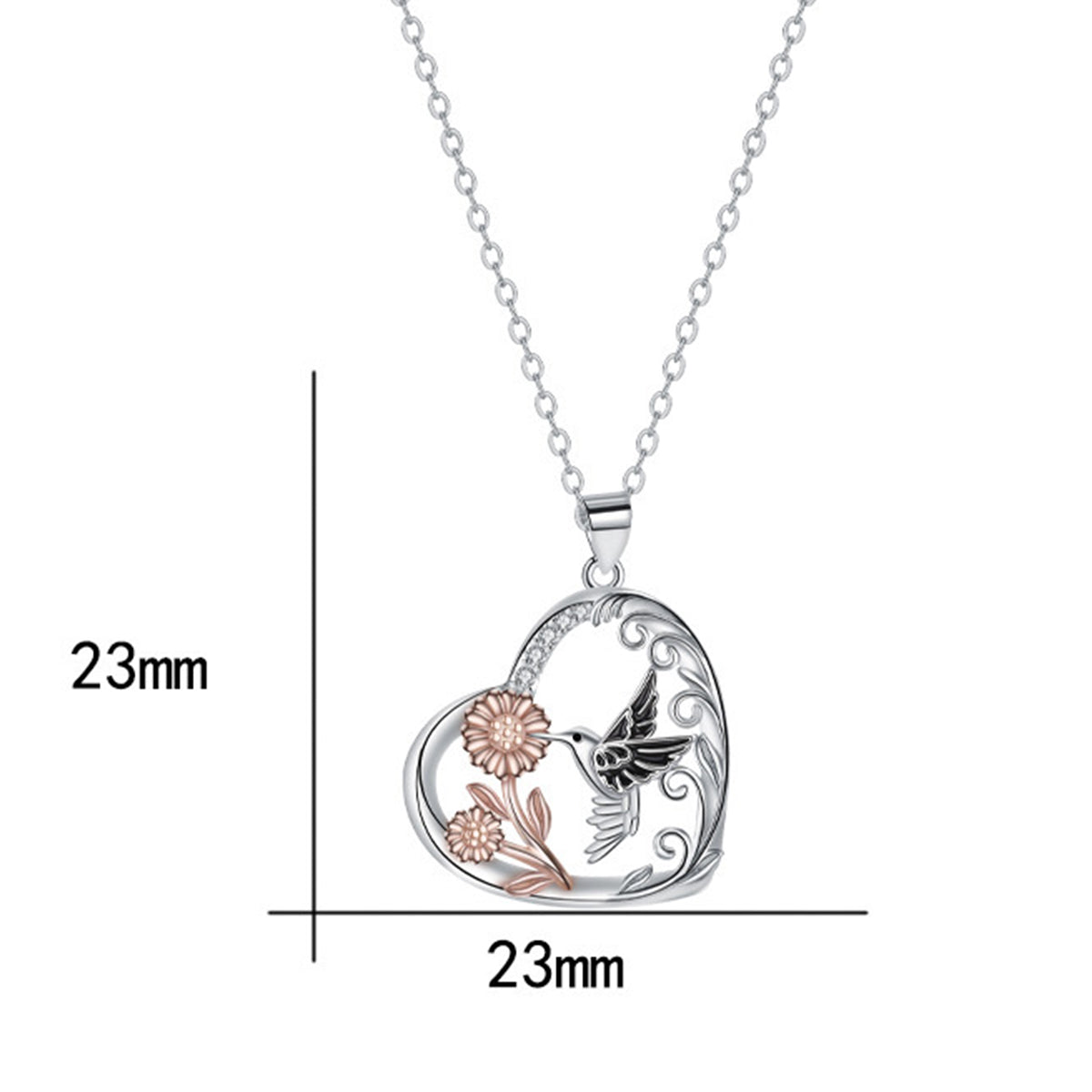 Copper With Silver/Rosegold Plated Heart Pendant Necklace