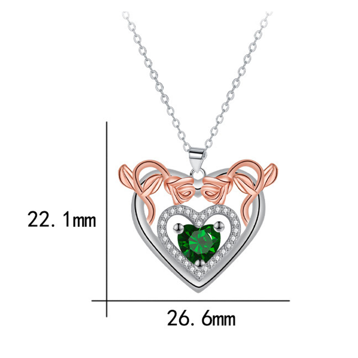 Copper With Silver/Rosegold Plated Heart Pendant Necklace
