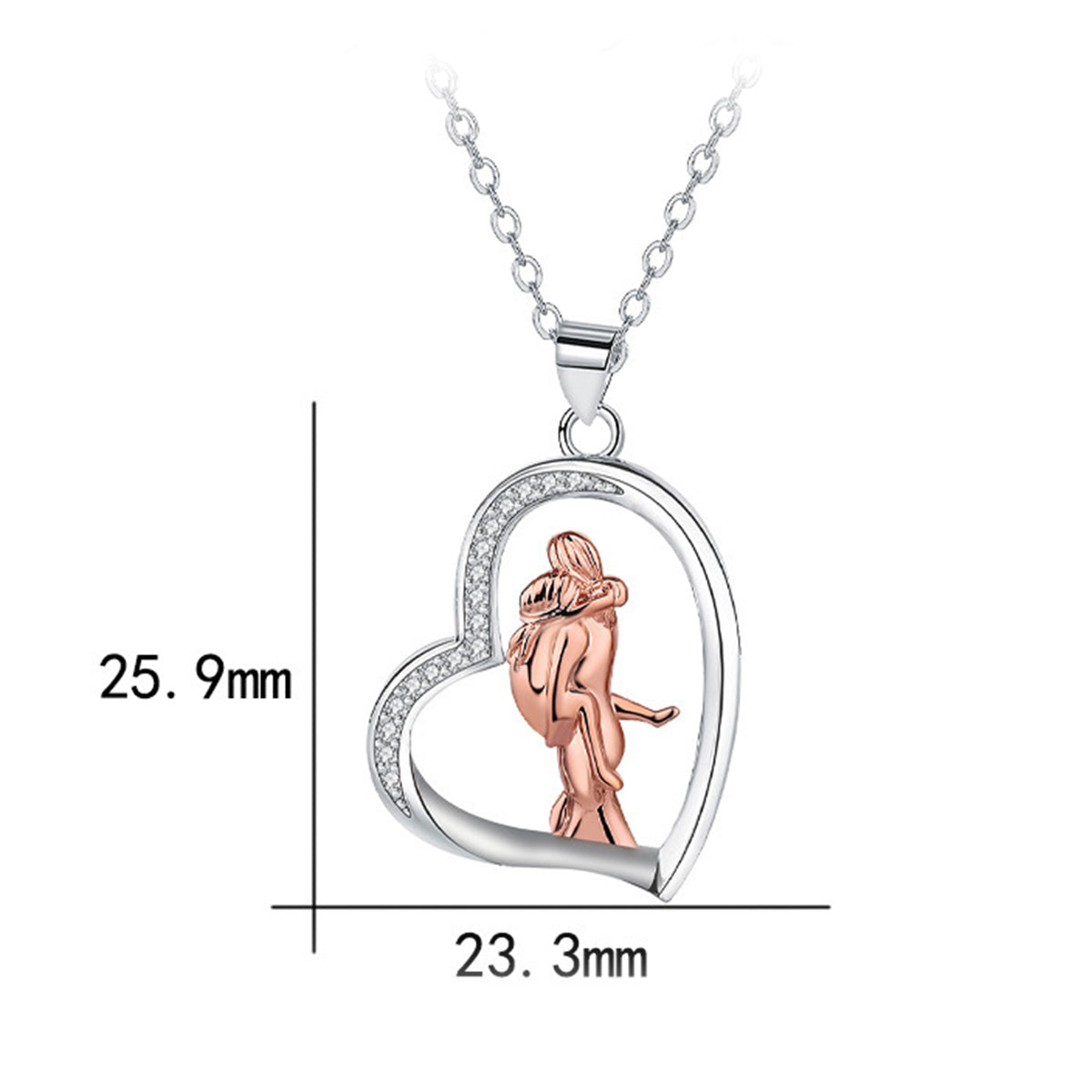 Copper With Silver/Rosegold Plated Heart Pendant Necklace for Women