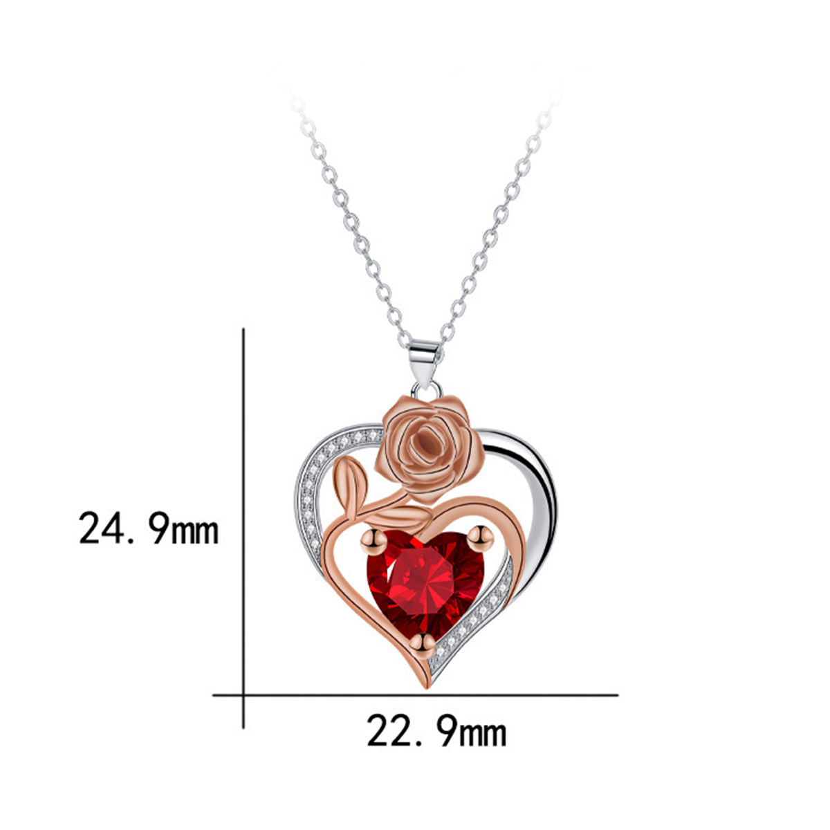 Copper With Silver/Rosegold Plated Heart Pendant Necklace