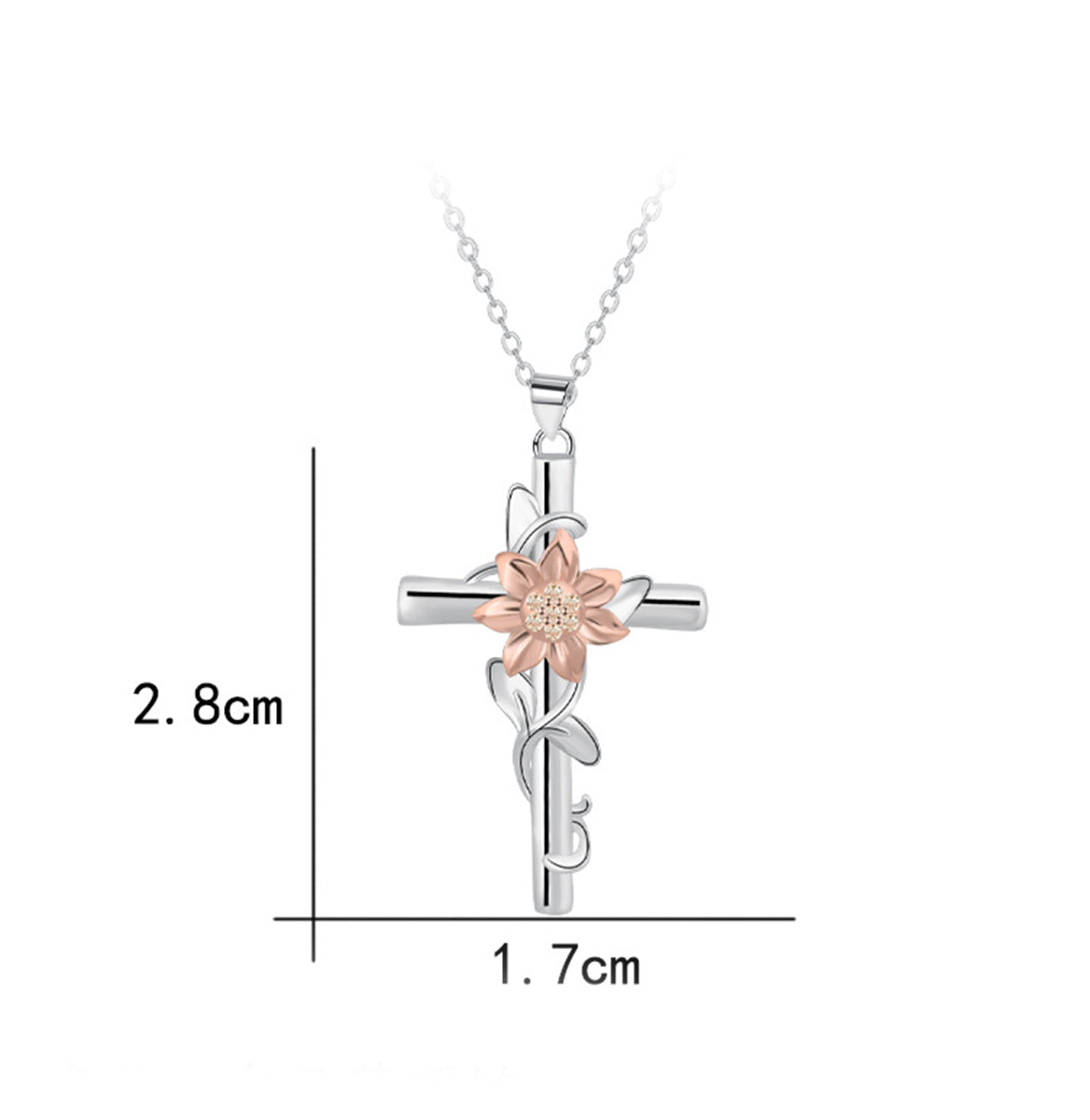 Copper With Silver/Rosegold Plated Cross Pendant Necklace
