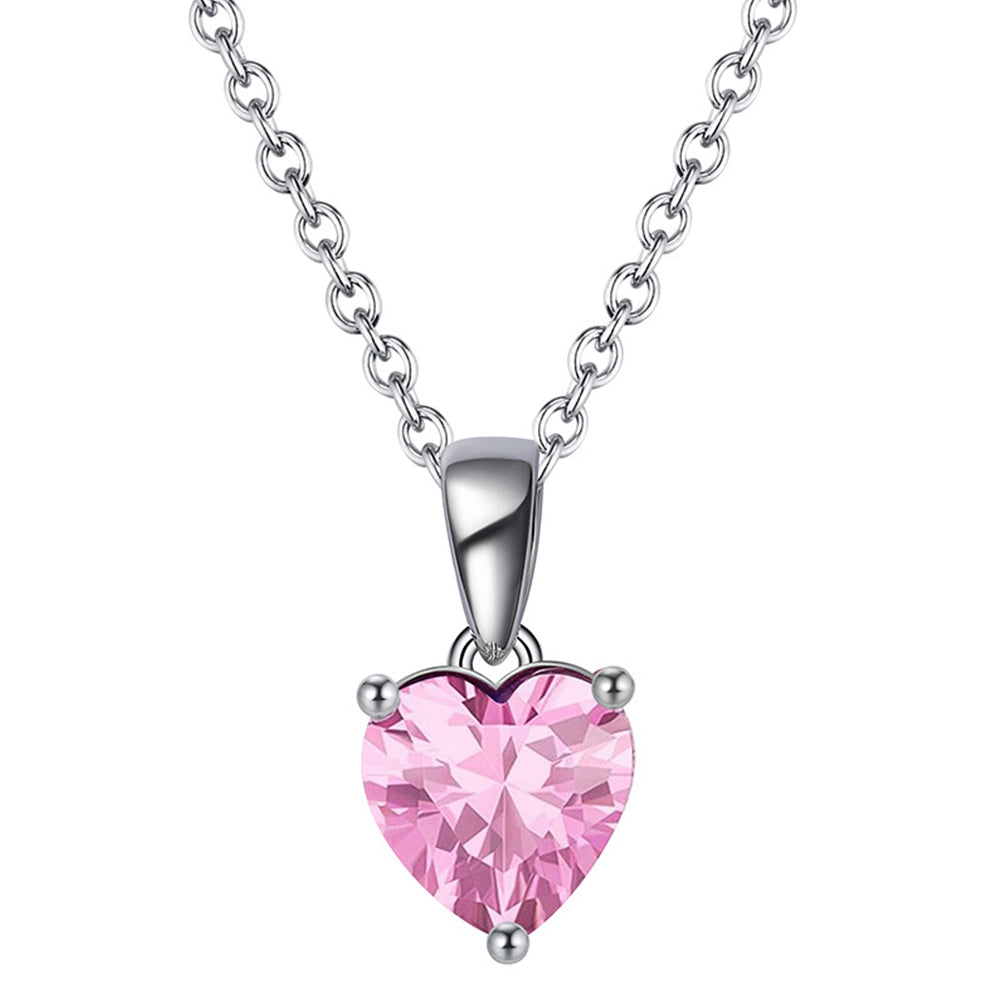 925 Sterling Silver Birthstone Heart Necklace