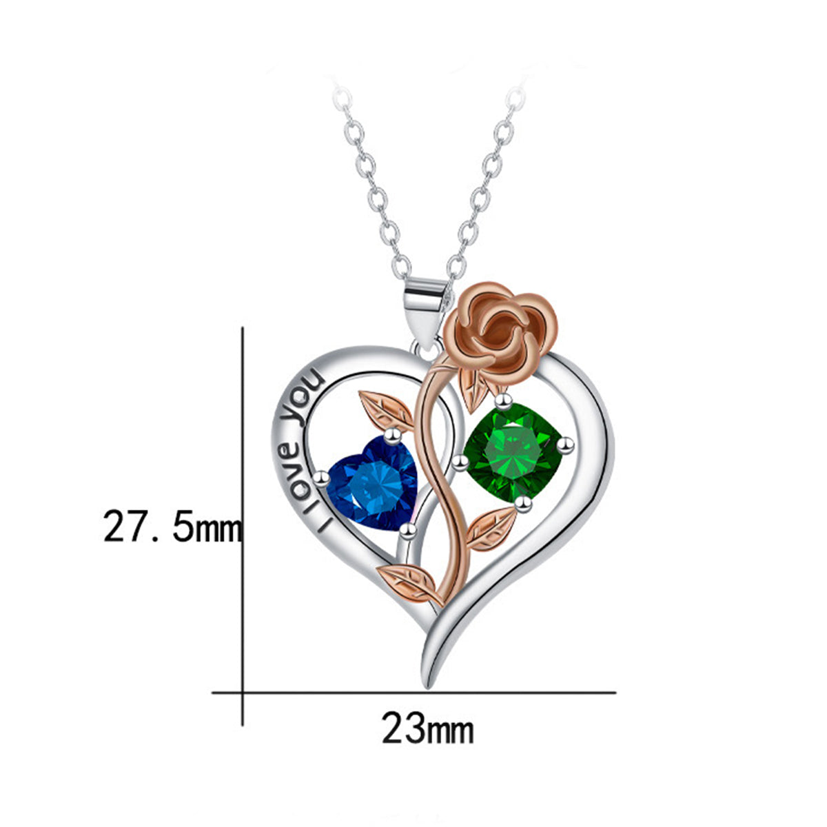 Copper With Silver/Rosegold Plated Heart Pendant Necklace