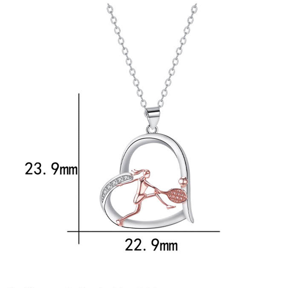 Collar con colgante de corazón de cobre bañado en plata y oro rosa