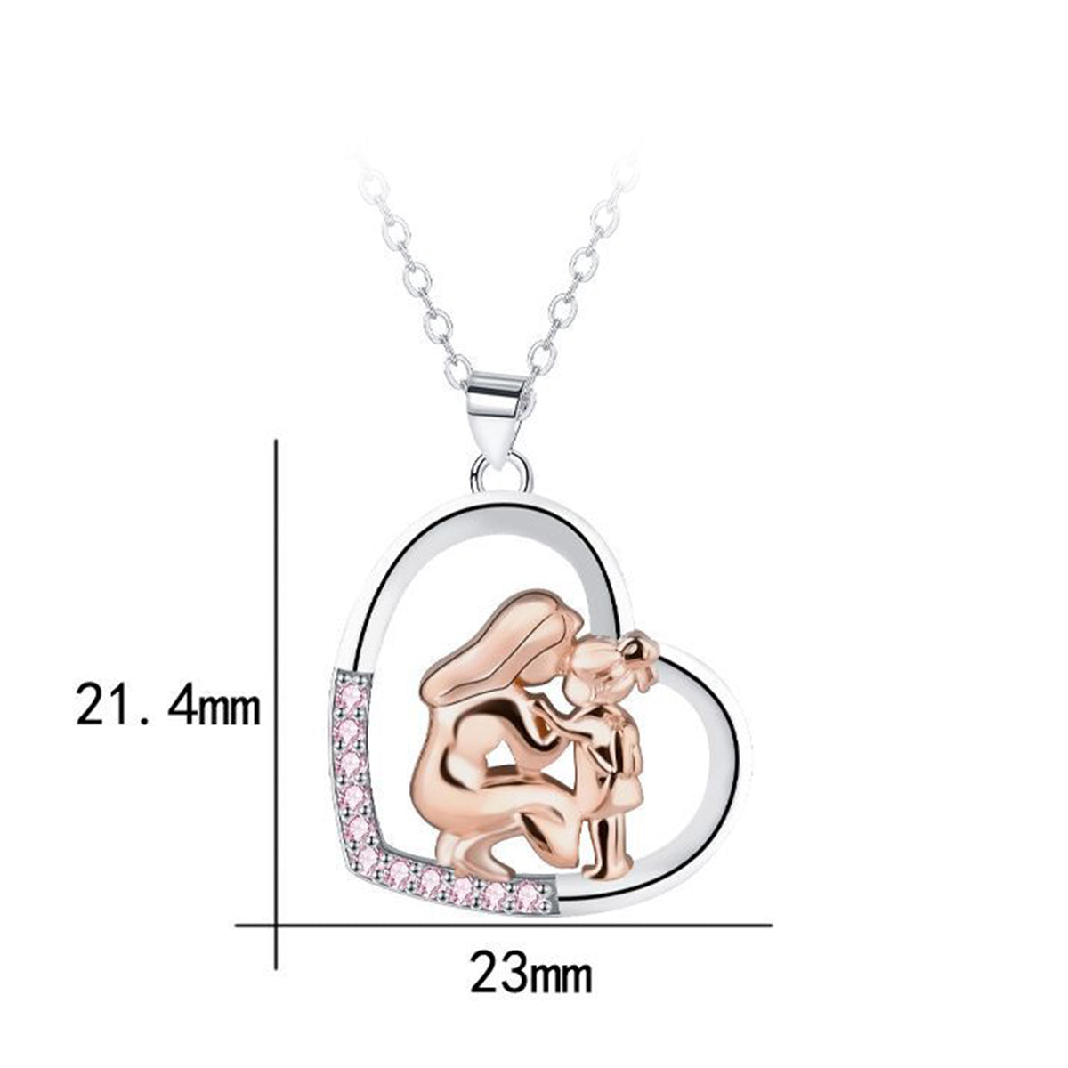 Copper With Silver/Rosgold Plated Heart Pendant Necklace