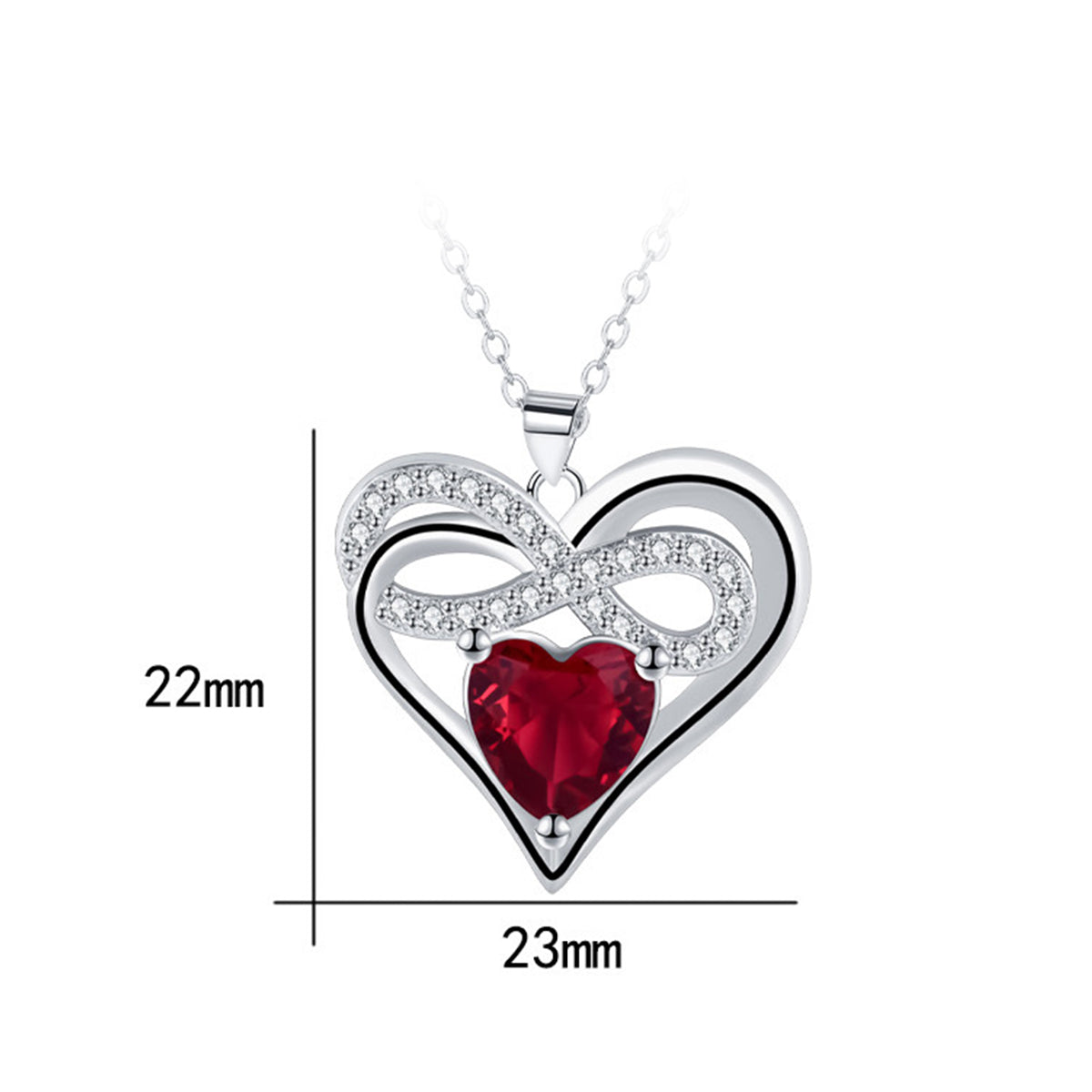 Copper With Silver Plated Heart Infinity Pendant Necklace