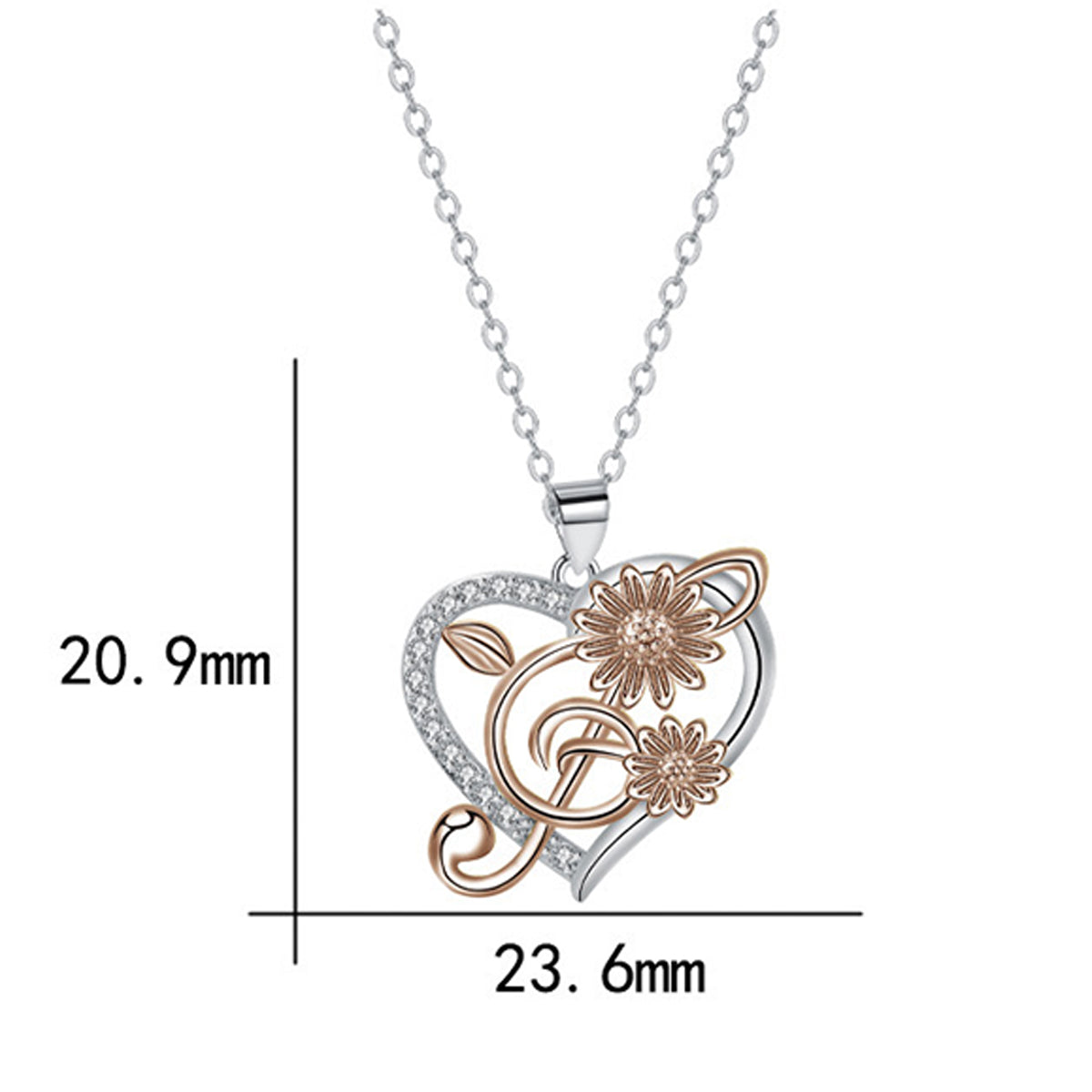 Copper With Silver/Rosegold Plated Heart Pendant Necklace