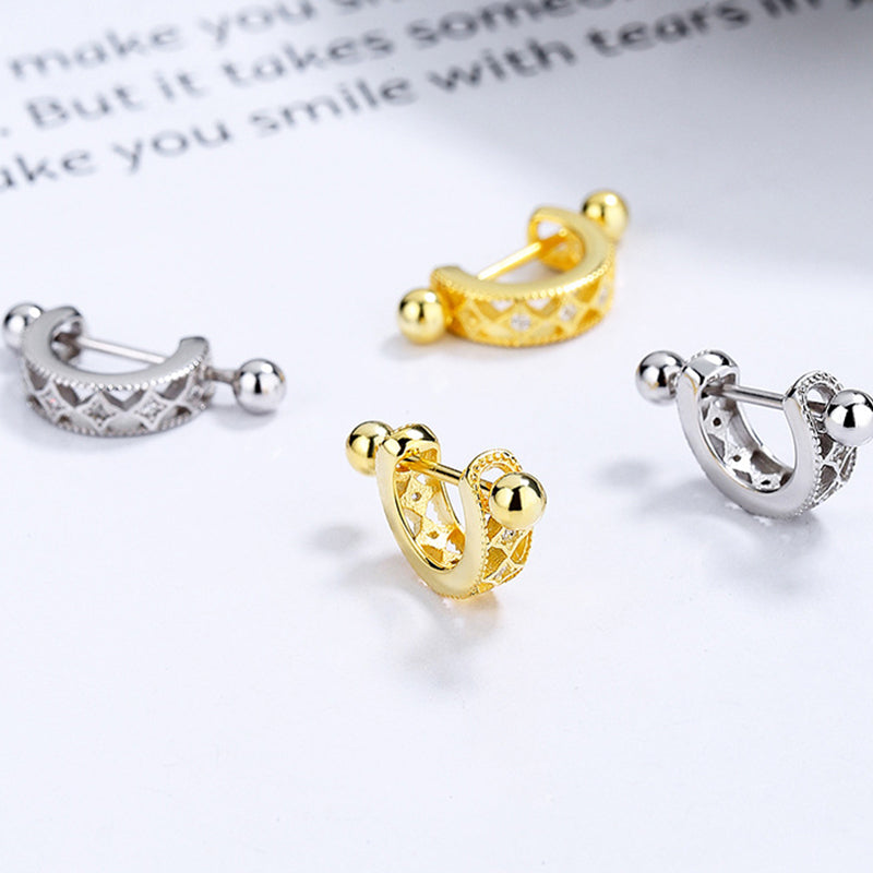 925 Sterling Silver U Screw Back Stud Earrings