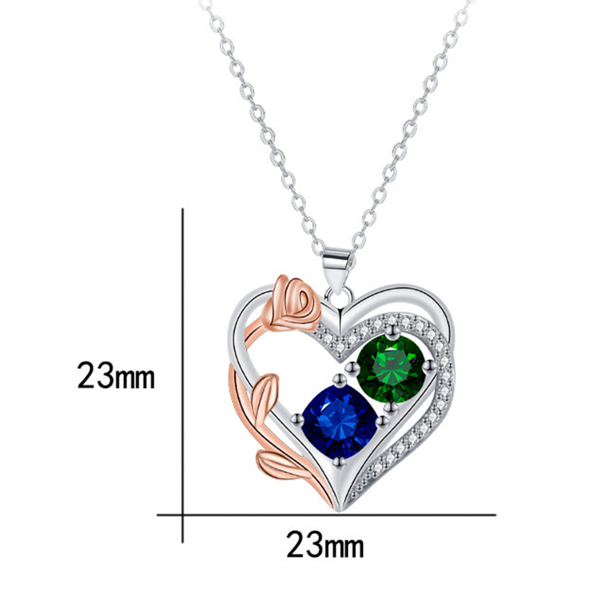 Copper With Silver/Rosegold Plated Heart Pendant Necklace