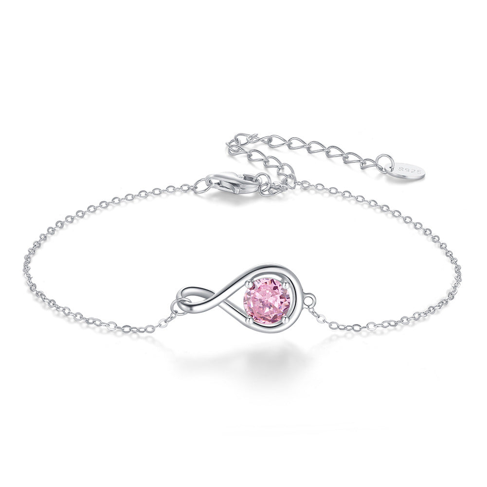 925 Sterling Silver Birthstone Infinity Bracelet Extension Chain