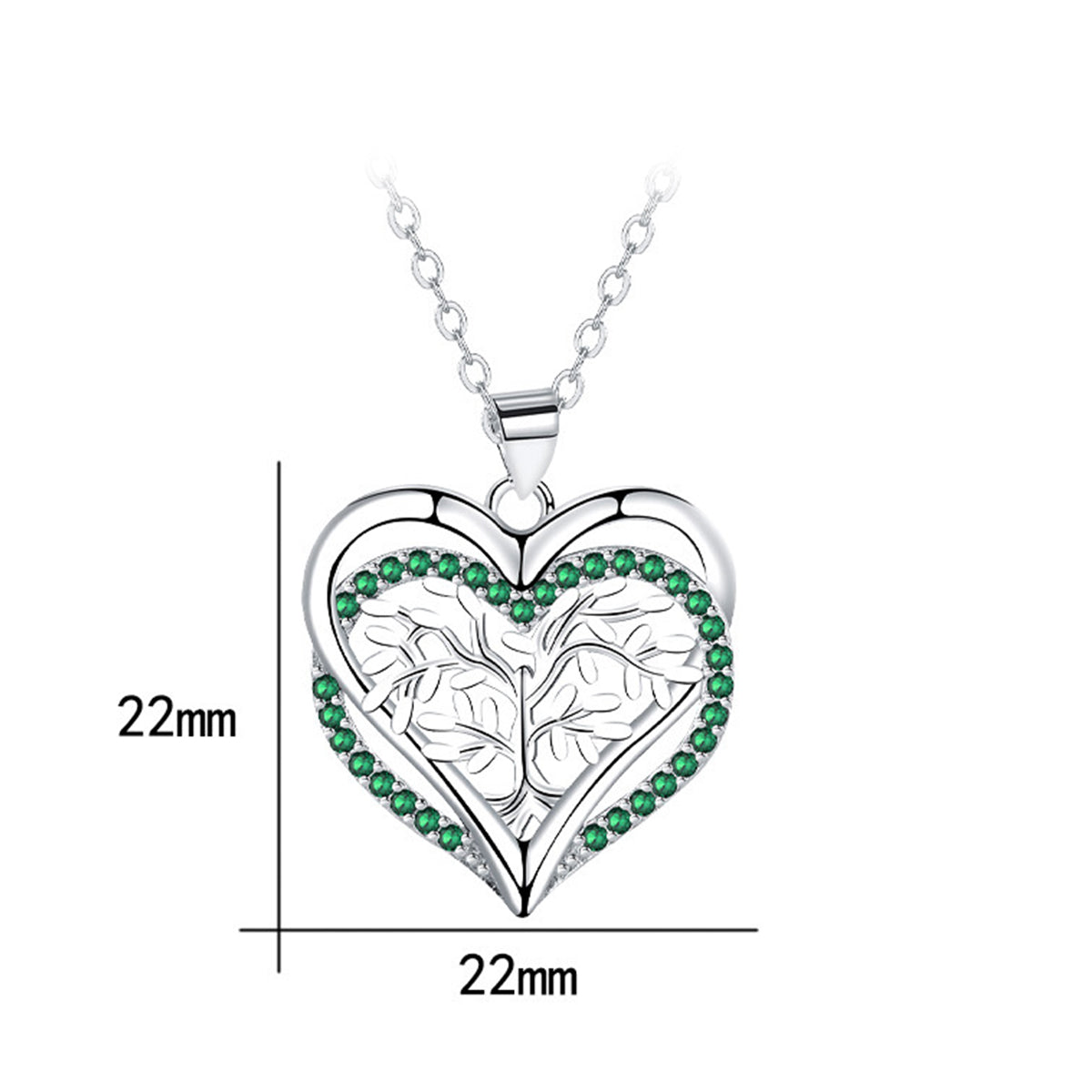 Copper With Silver Plated Tree of Life Heart Pendant Necklace