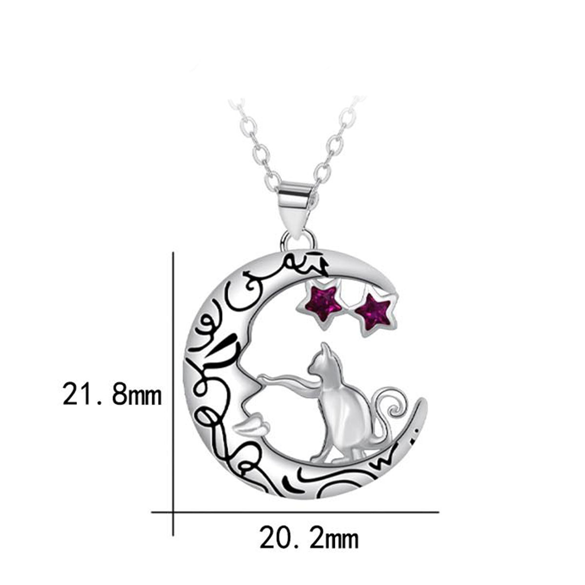Copper With Silver Plated Moon Pendant Necklace