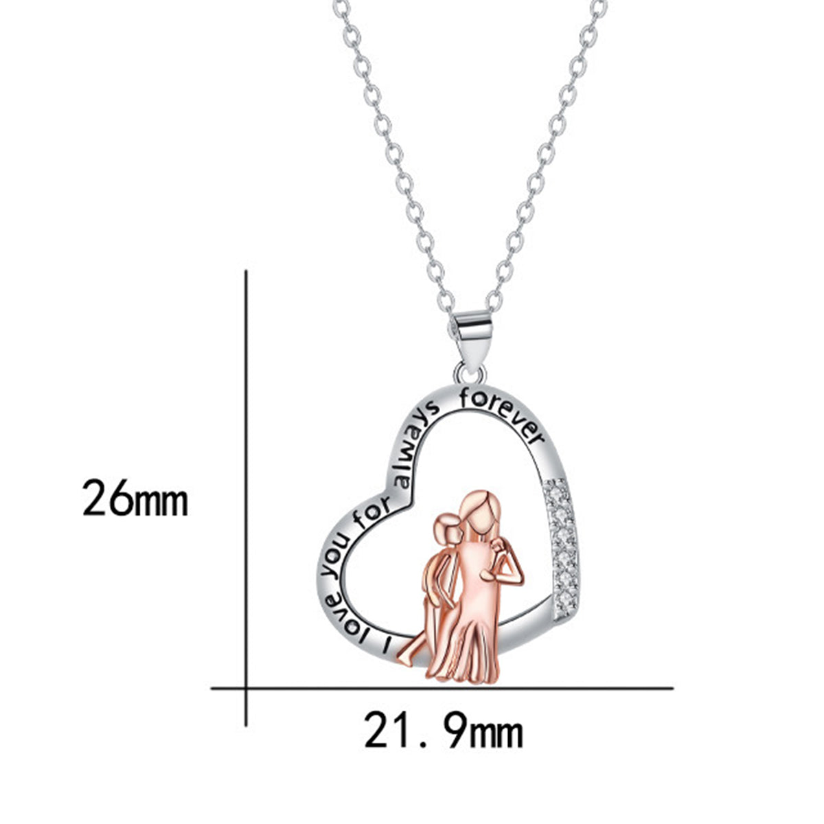 Copper With Silver/Rosegold Plated Heart Pendant Necklace