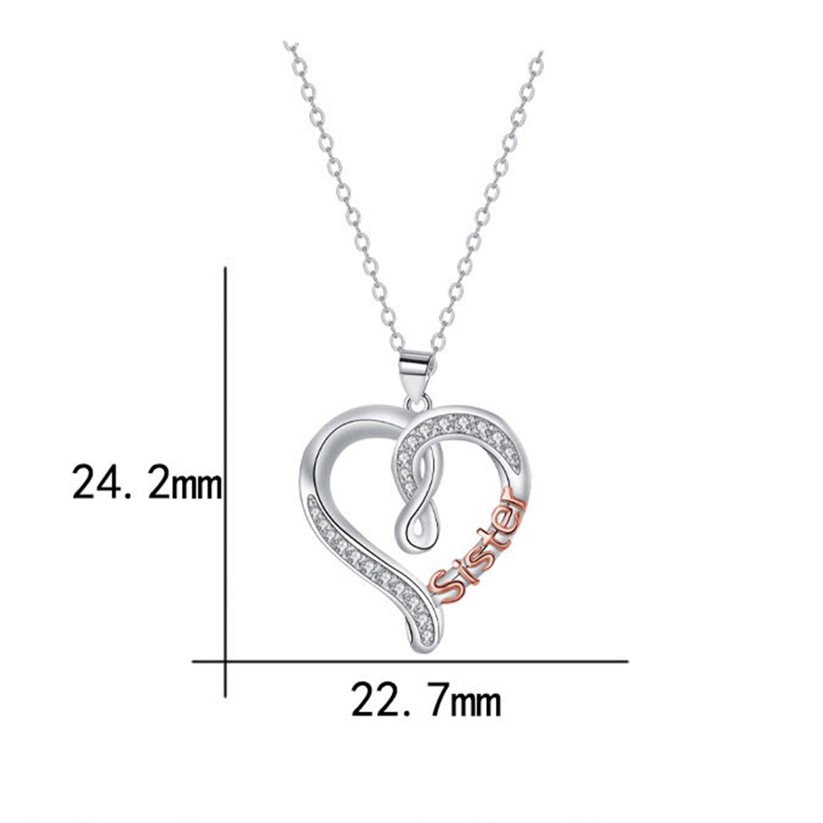 Copper With Silver/Rosegold Plated Heart Pendant Necklace