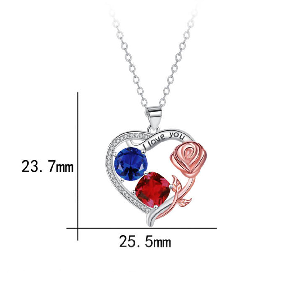 Copper With Silver/Rosegold Plated Heart Pendant Necklace