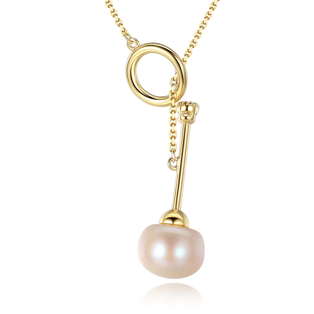 925 Sterling Silver Natural Pearl Drop Necklace Fashion Jewelry Gift for Women Girls