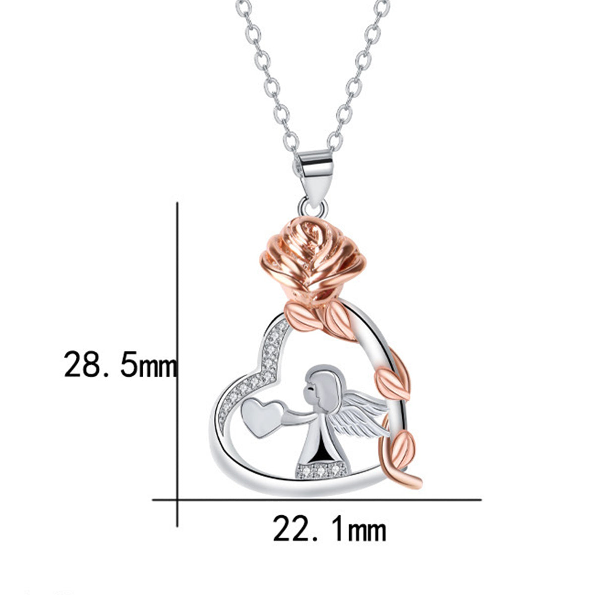 Copper With Silver/Rosegold Plated Heart Pendant Necklace