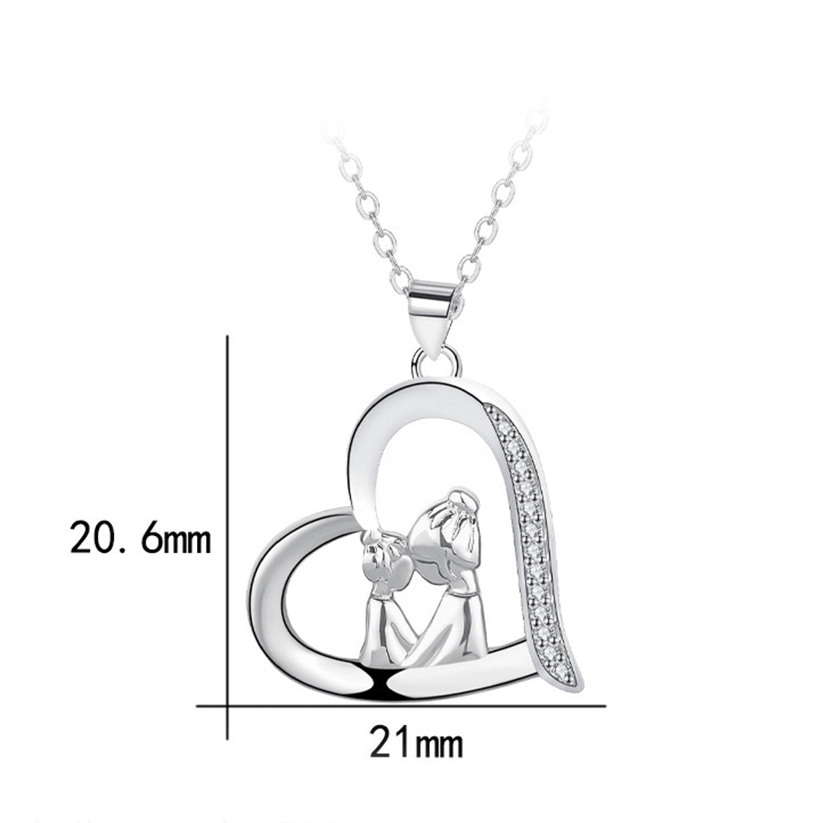 Copper With Silver Plated Heart Pendant Necklace for Women