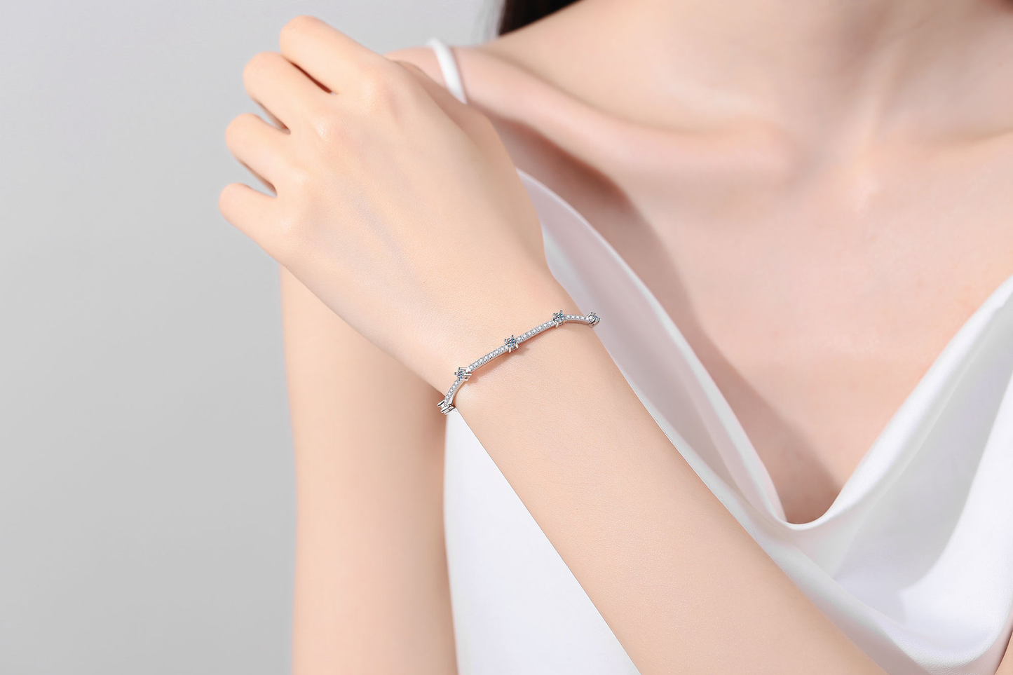 925 Sterling Silver 1CT Moissanite Extension Chain Bracelet for Women Girls