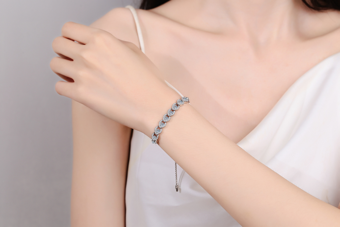 925 Sterling Silver Adjustable Moissanite Tennis Bracelet for Women Girl