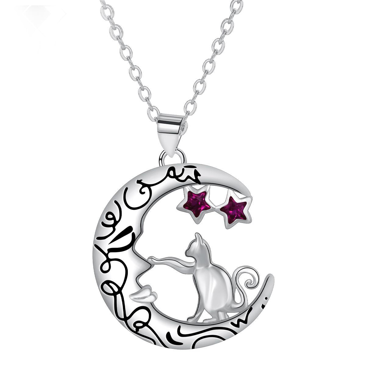 Copper With Silver Plated Moon Pendant Necklace