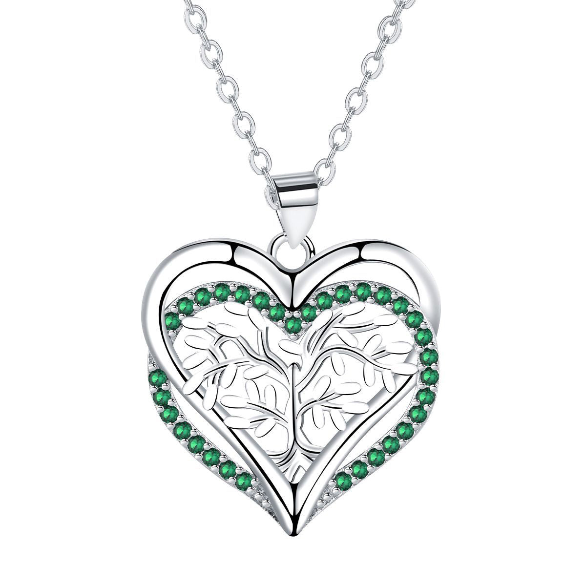 Copper With Silver Plated Tree of Life Heart Pendant Necklace