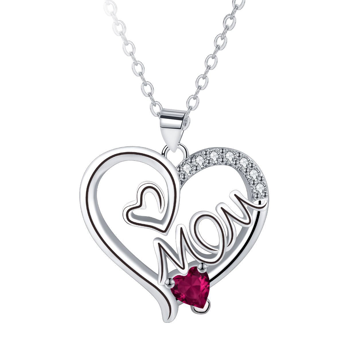 Copper With Silver Plated Mom Heart Pendant Necklace