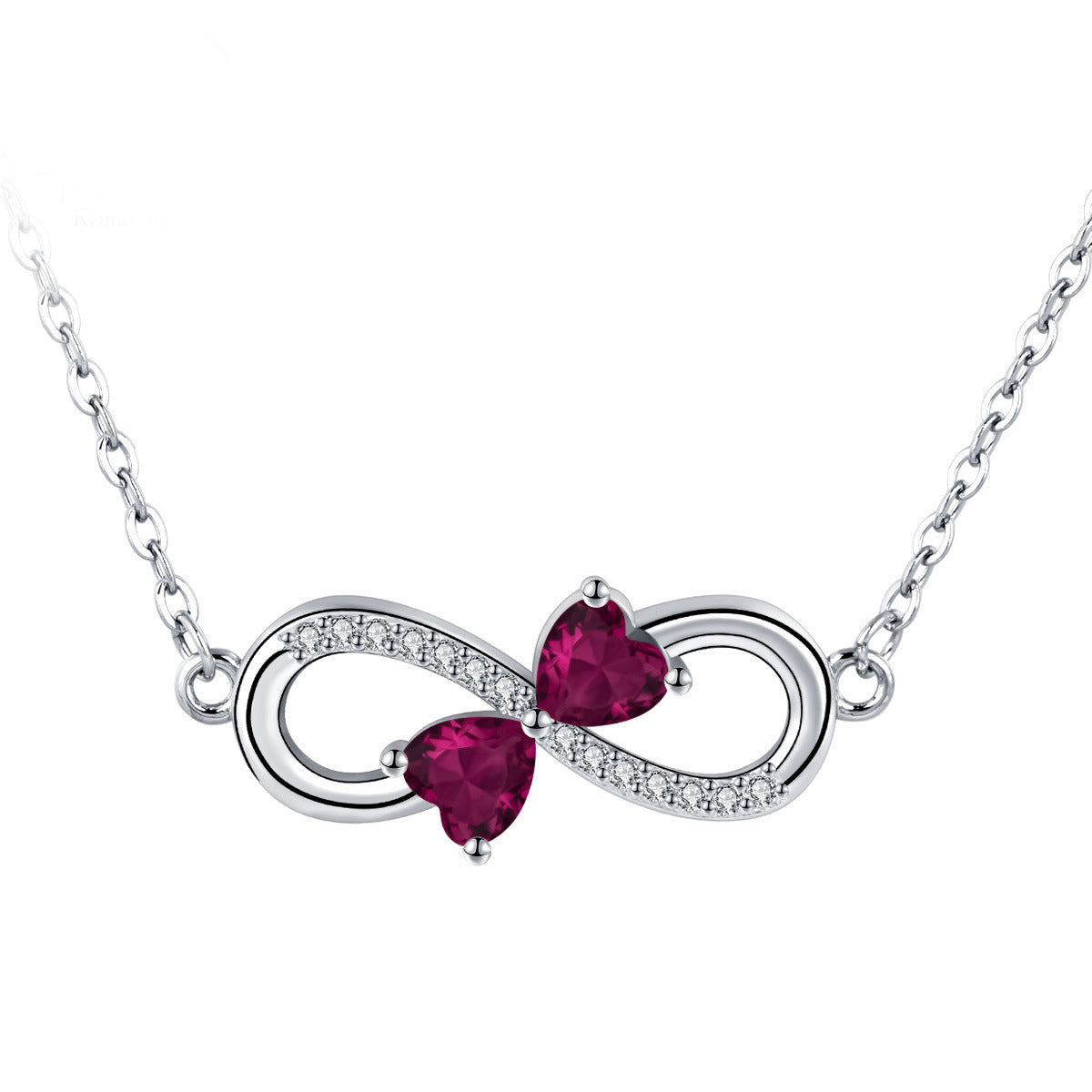 Copper With Silver Plated Heart Infinity Pendant Necklace