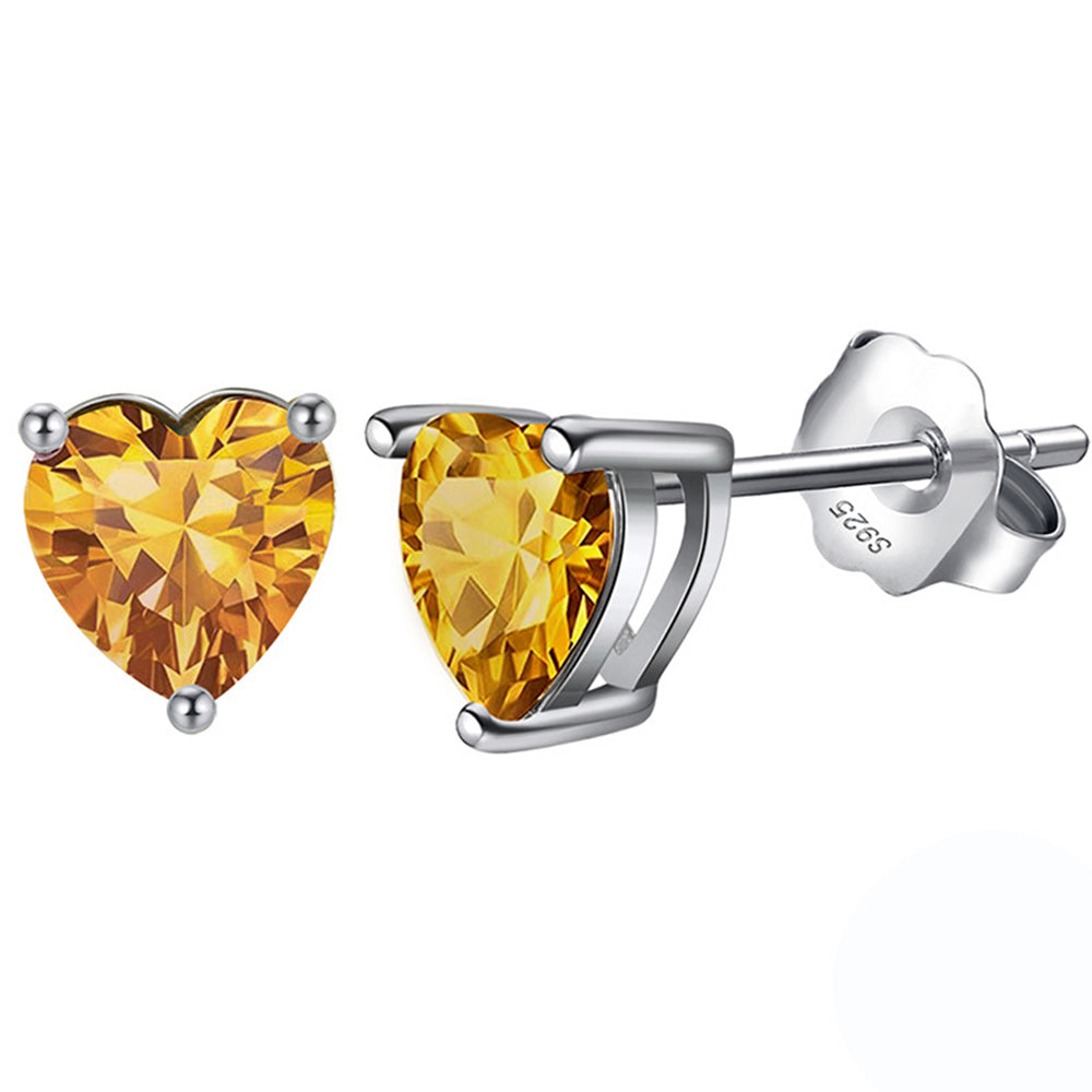 925 Sterling Silver Birthstone Heart Earrings