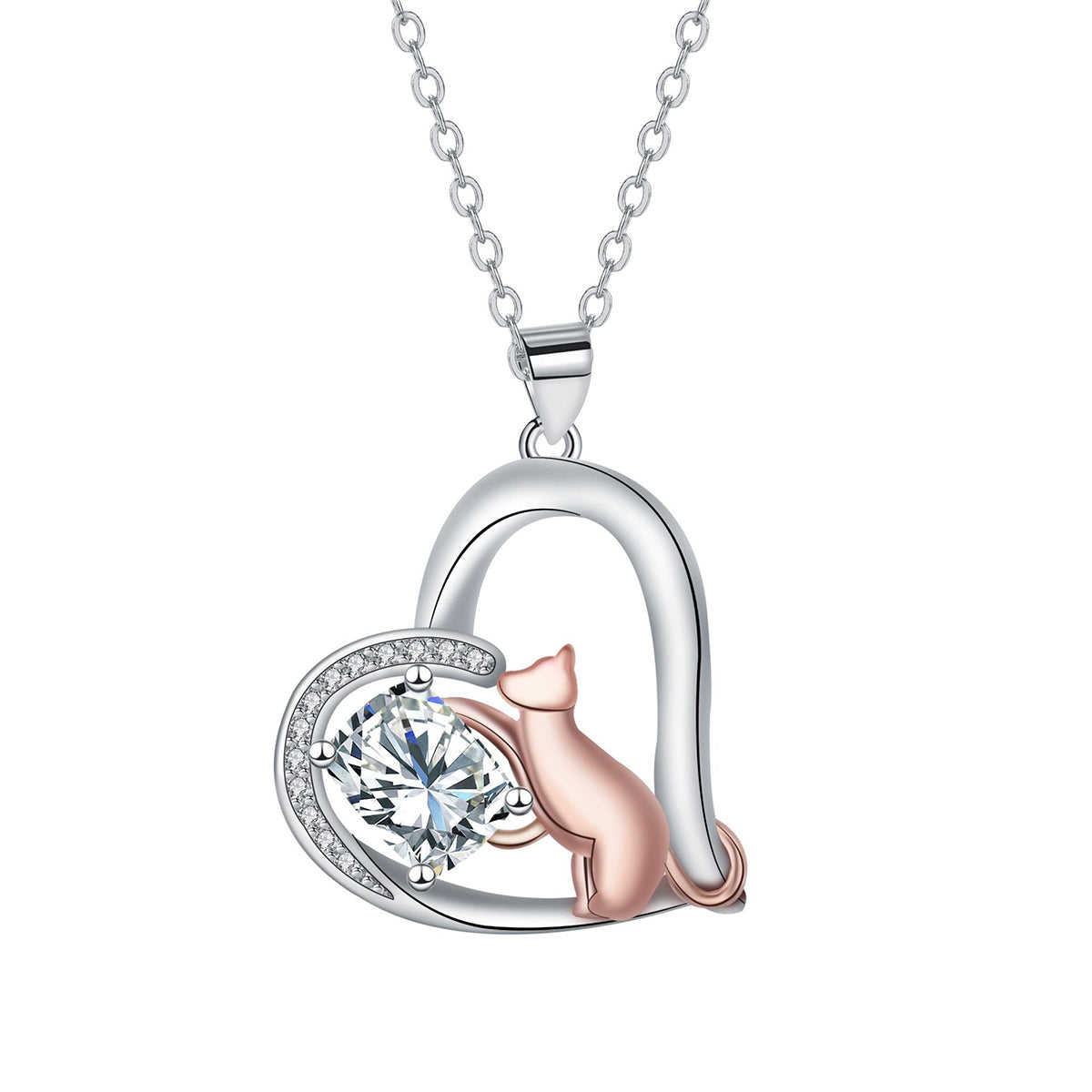 Copper With Silver/Rosegold Plated Heart Pendant Necklace