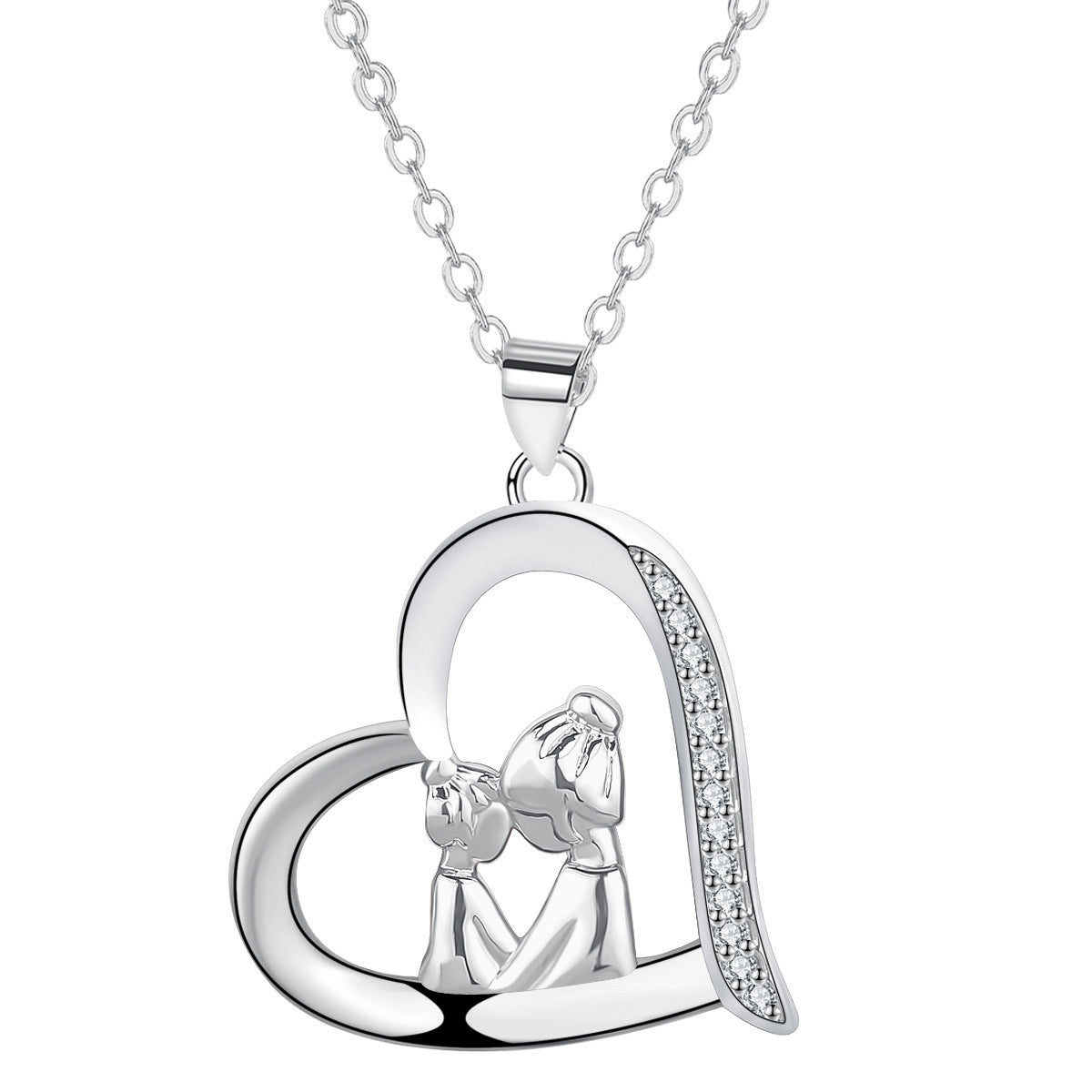 Copper With Silver Plated Heart Pendant Necklace for Women