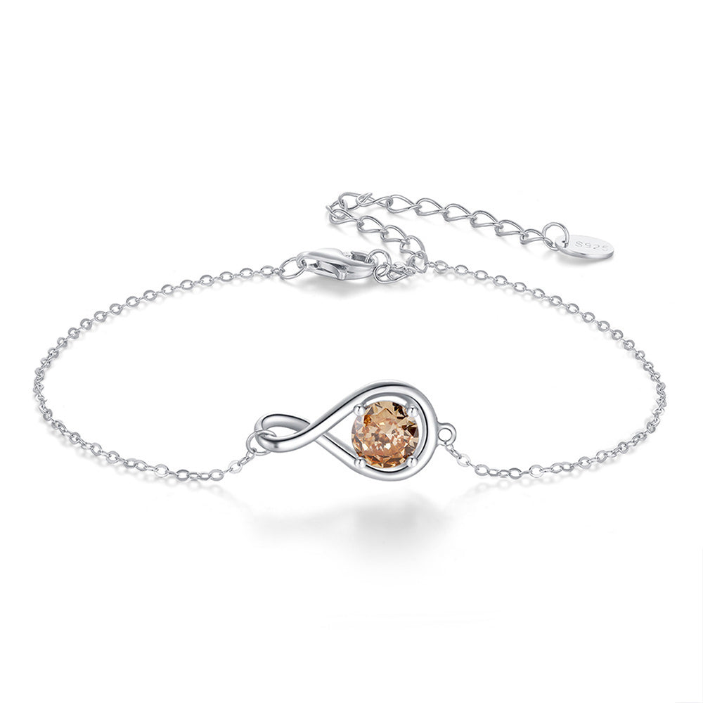 925 Sterling Silver Birthstone Infinity Bracelet Extension Chain
