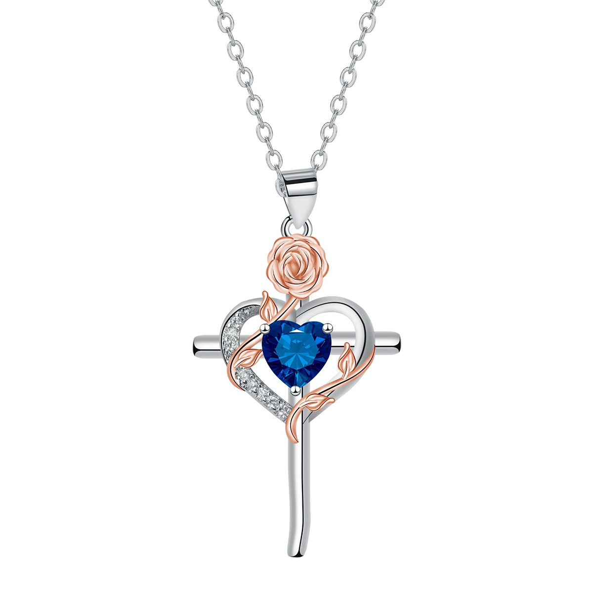 Copper With Silver/Rosegold Plated Heart Pendant Necklace